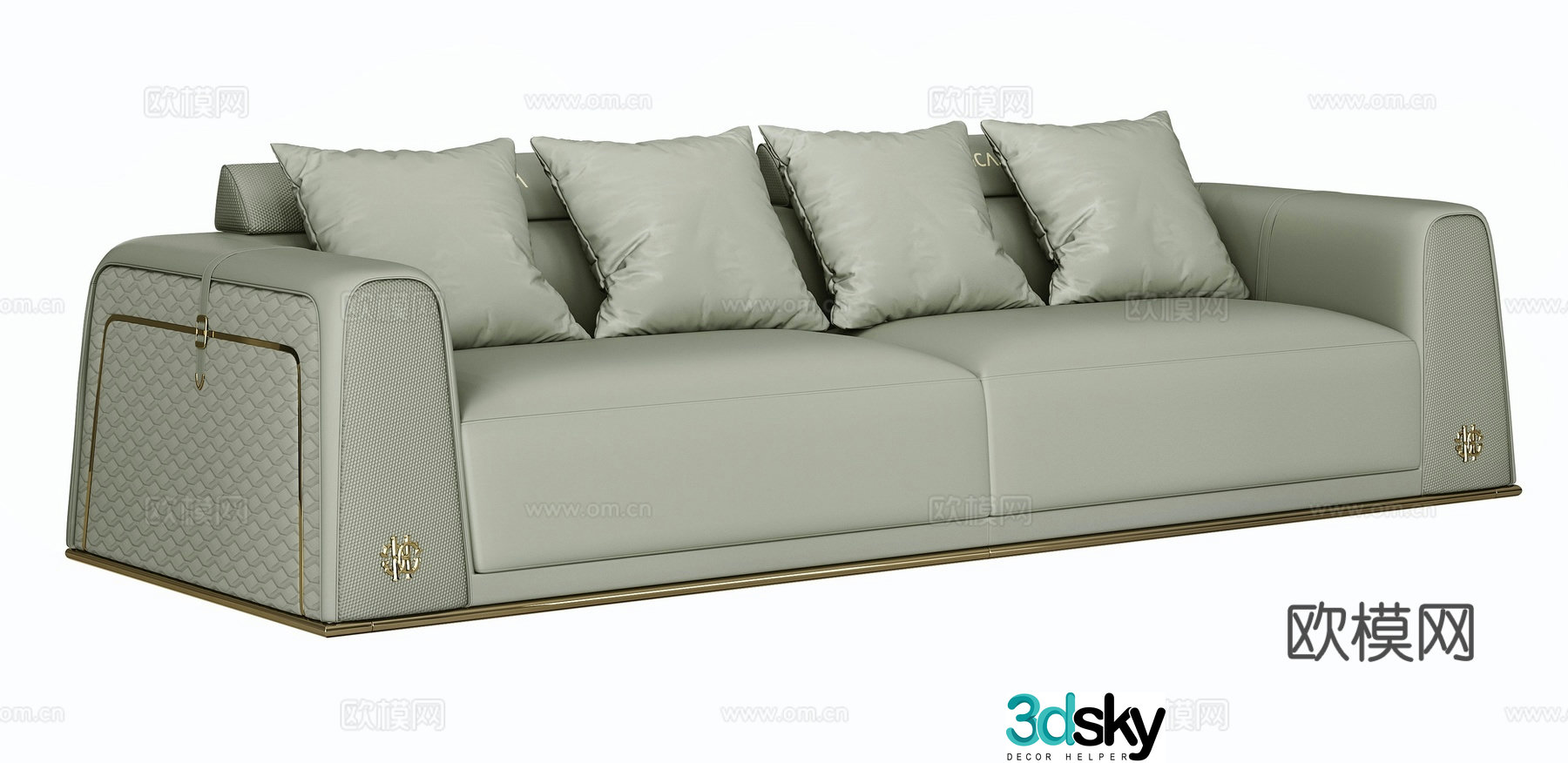 Light luxury multi-person sofa 3D model