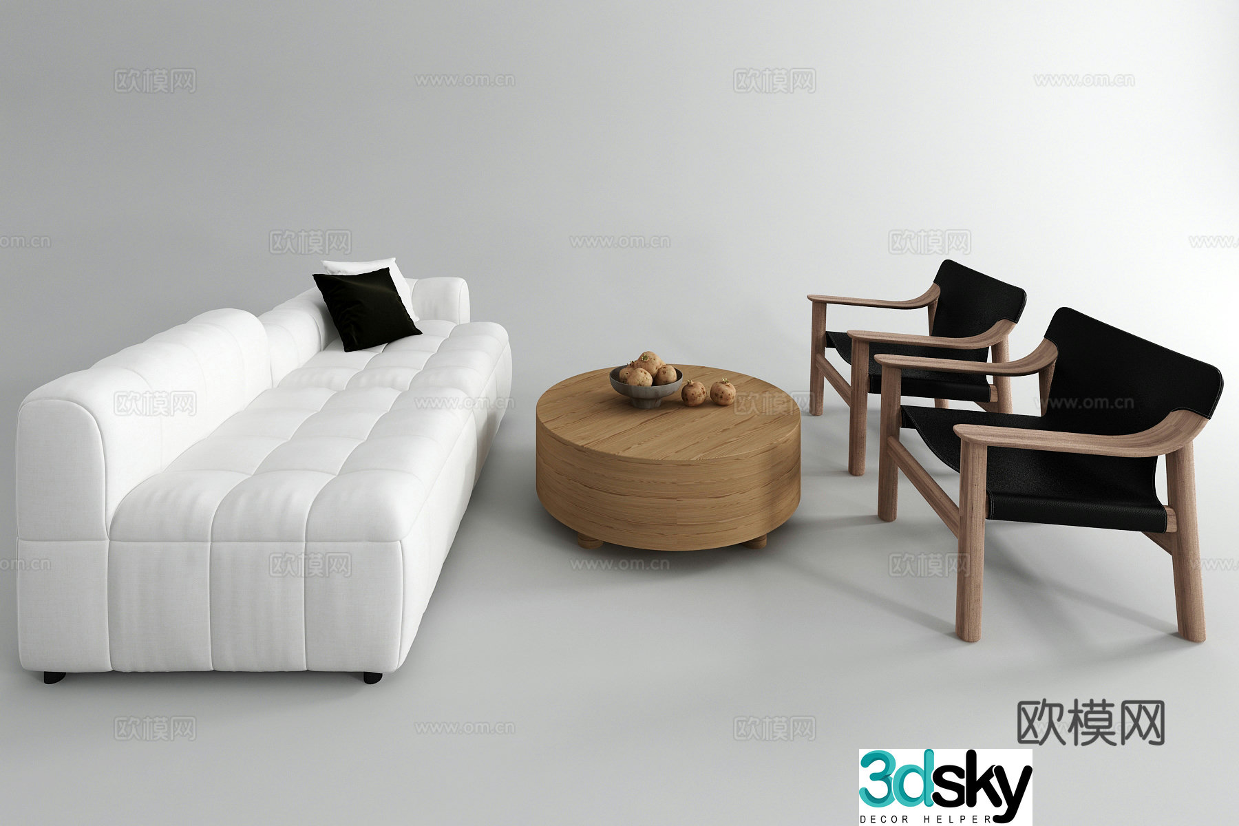 Modern sofa coffee table combination sofa 3d model
