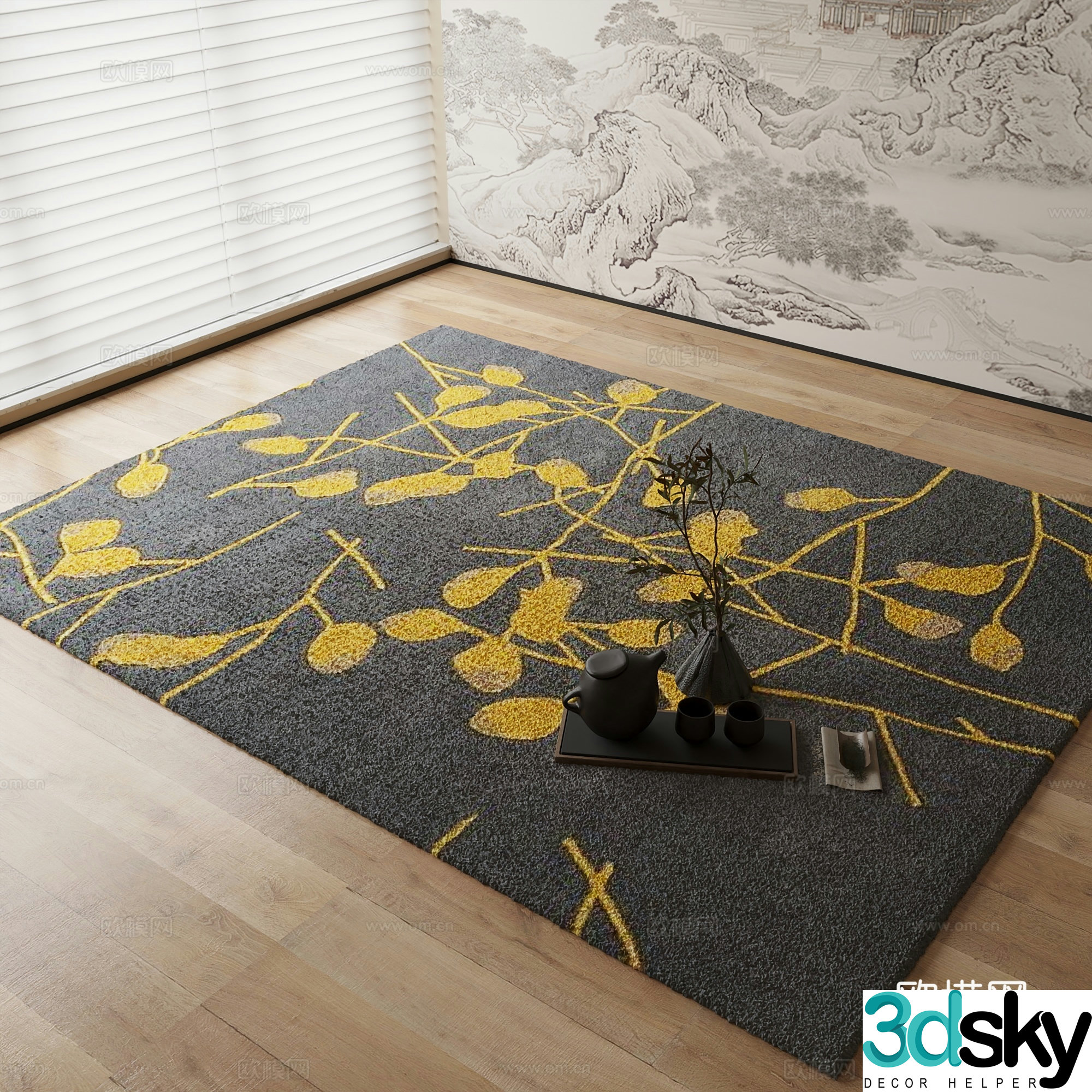 New Chinese carpet pattern carpet 3d model
