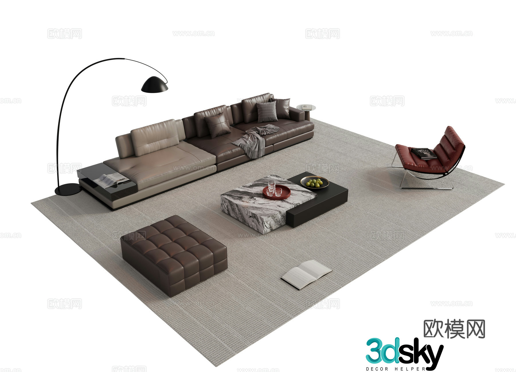 Italian sofa coffee table modular sofa 3d model