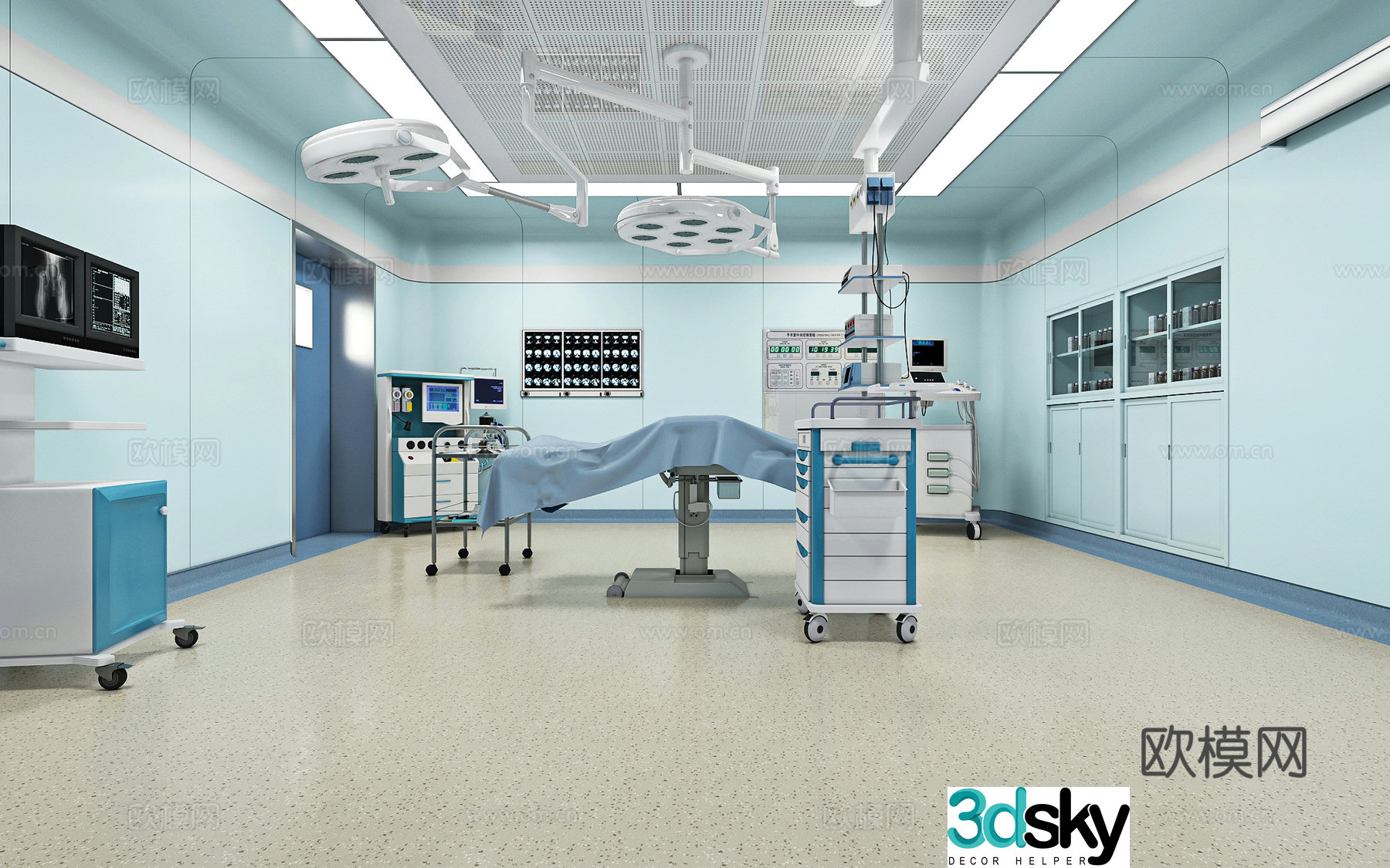 Modern operating room hospital 3d model