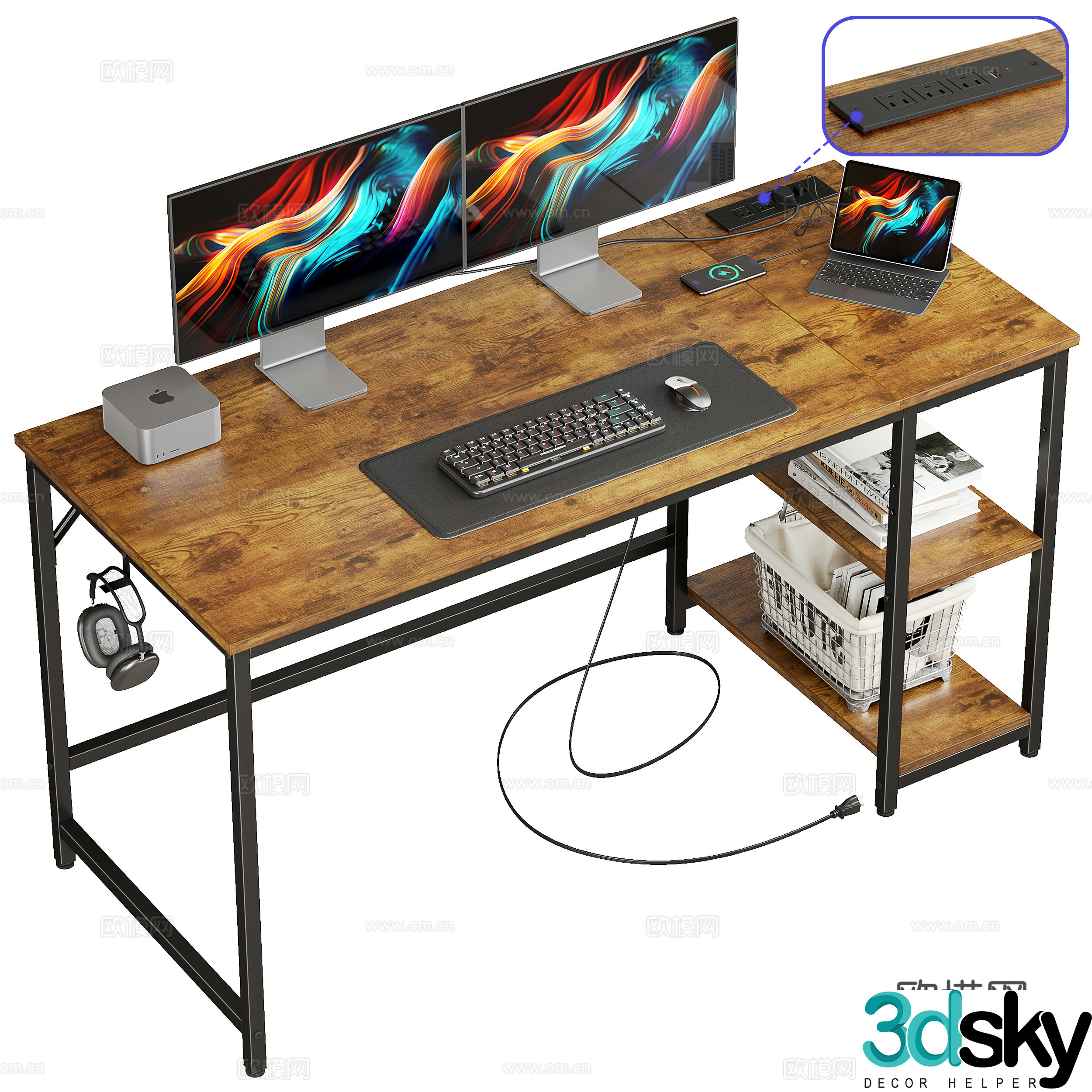 Modern computer desk e-sports desk 3D model