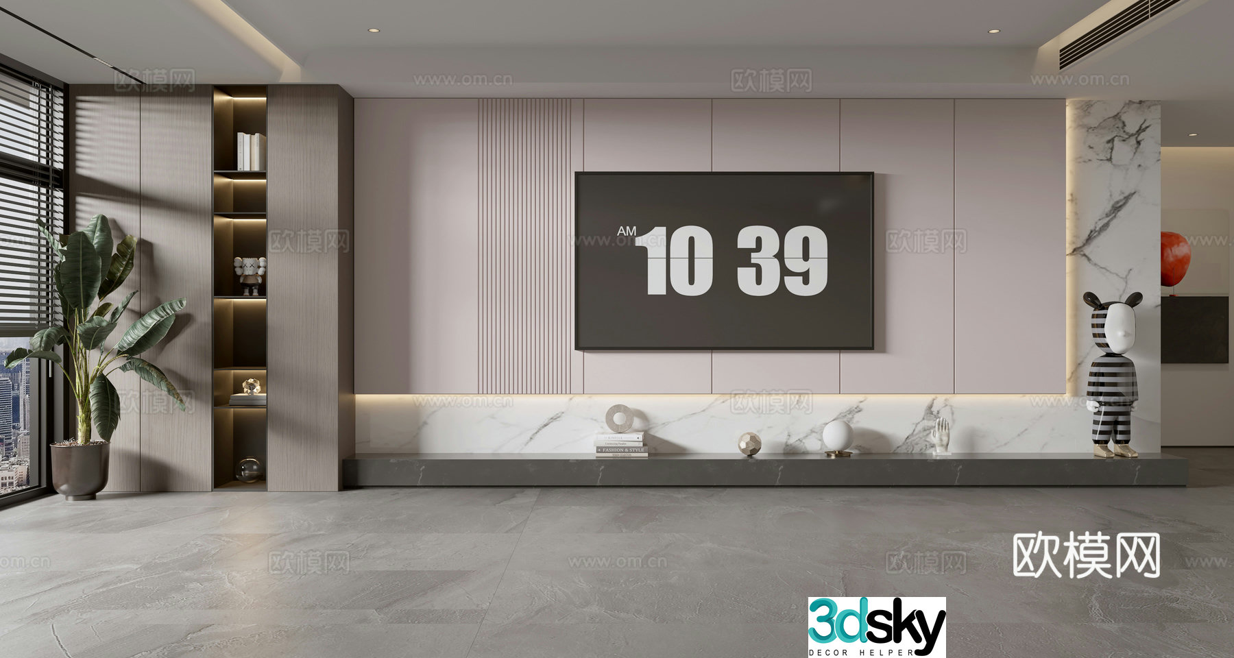 Light luxury TV background wall TV wall full wall TV cabinet 3D model