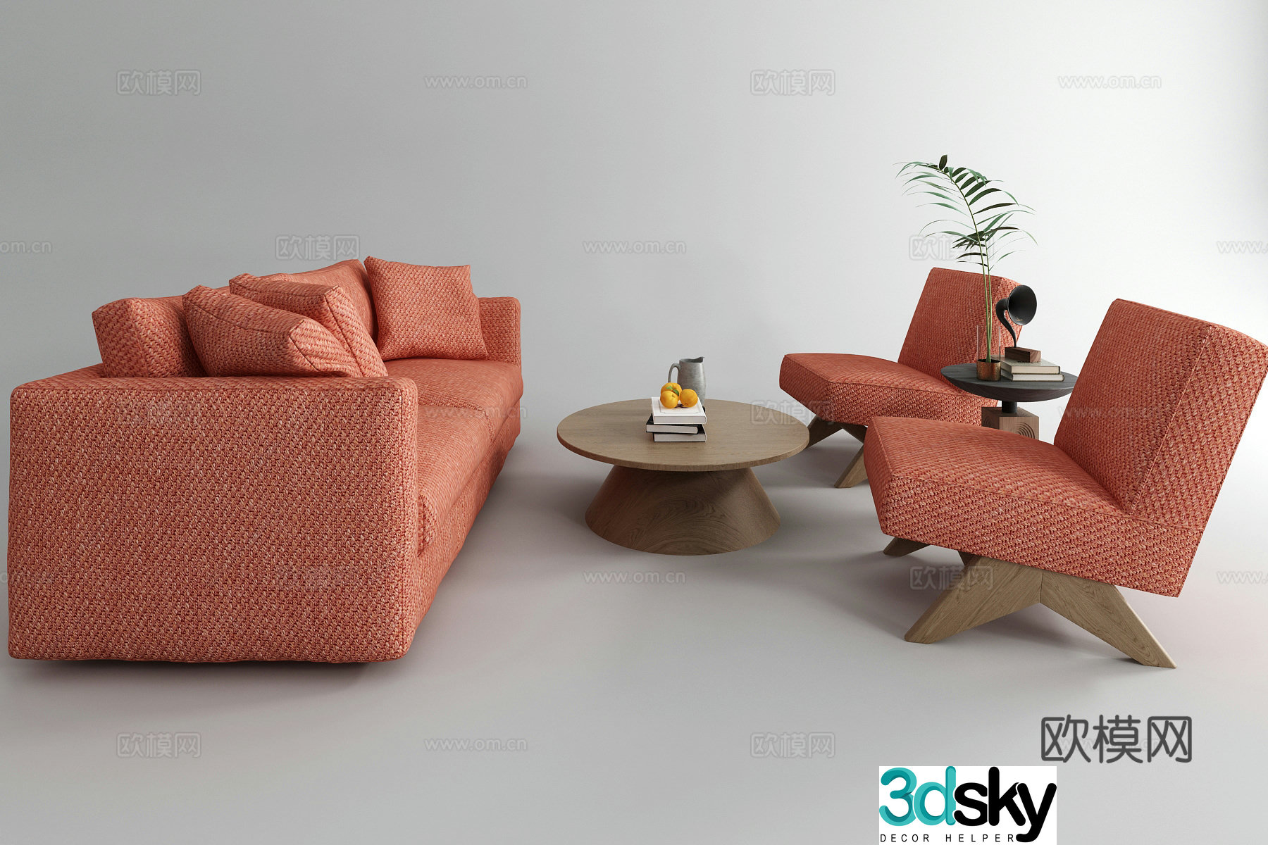 Washi casual sofa coffee table combination sofa 3D model