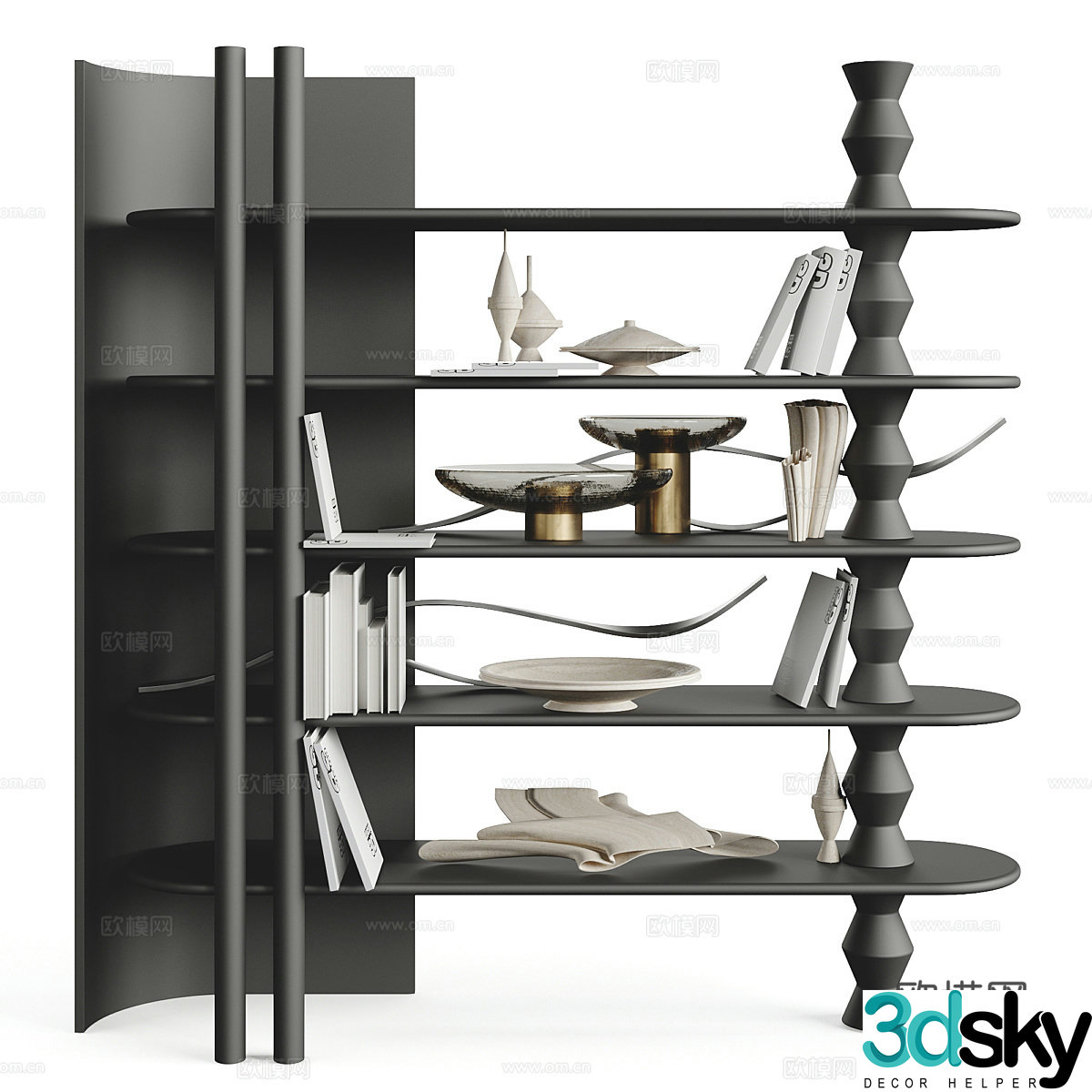 Modern shelf bookshelf 3d model
