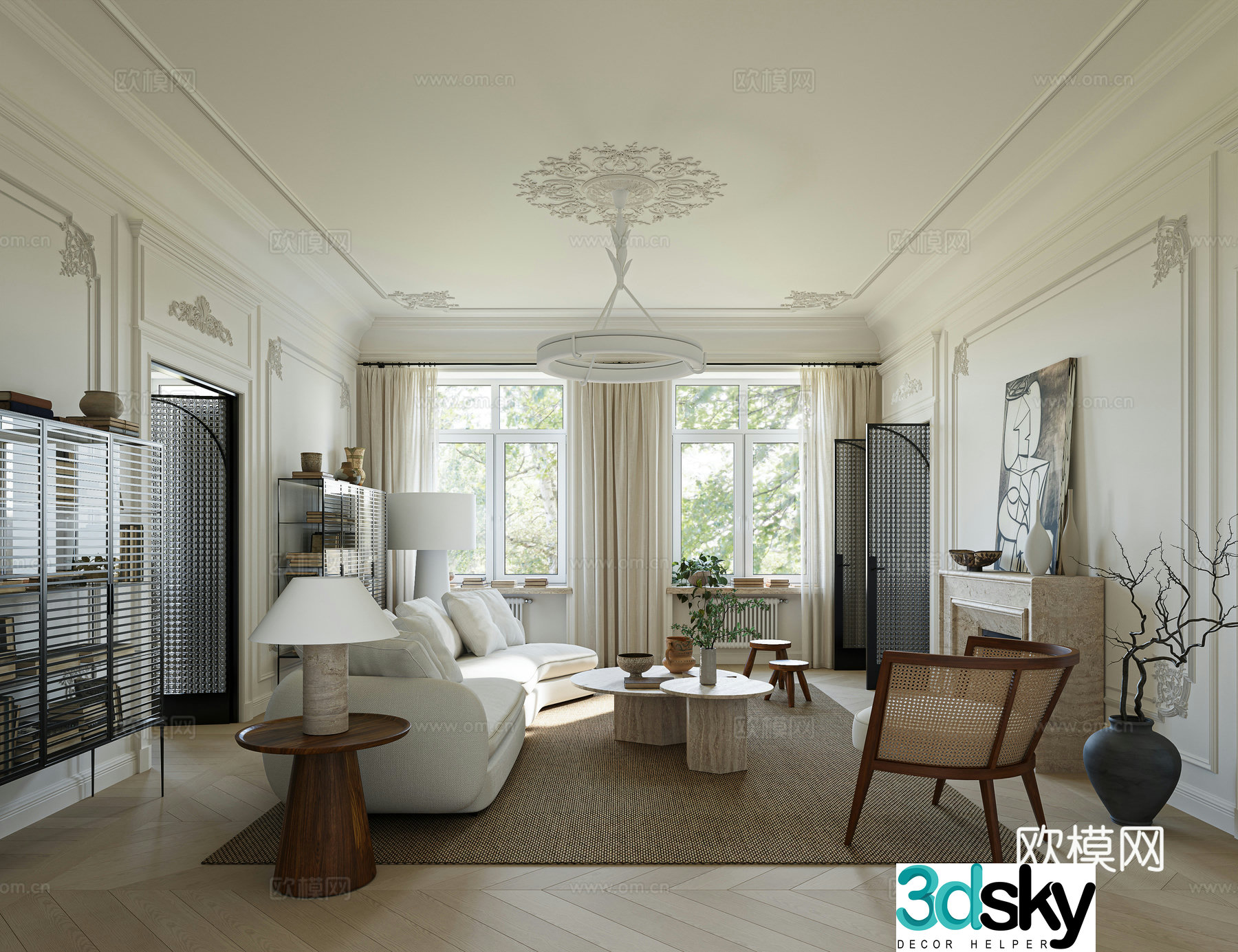 French retro living room 3d model