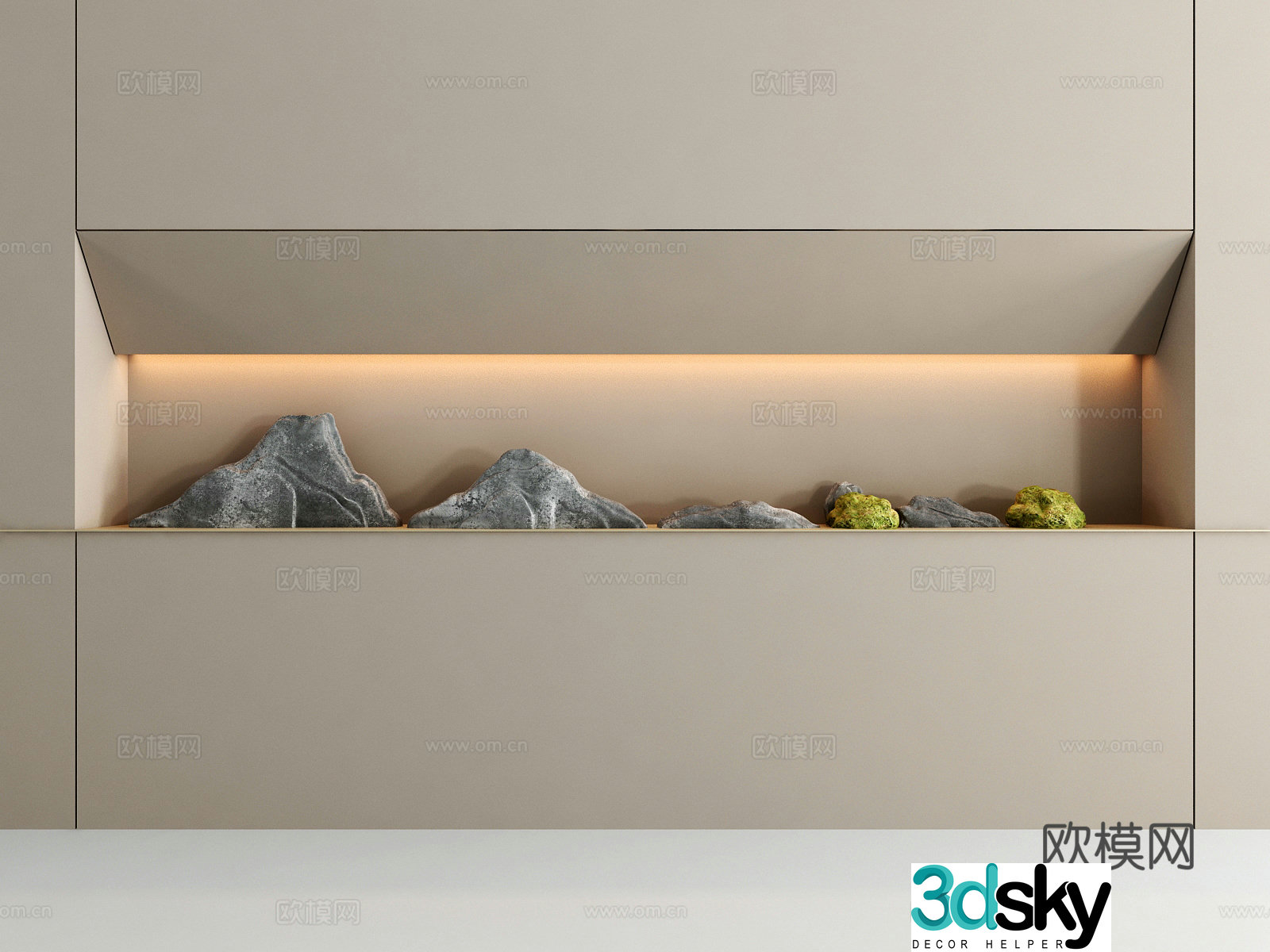 Modern stone ornaments background wall 3d model