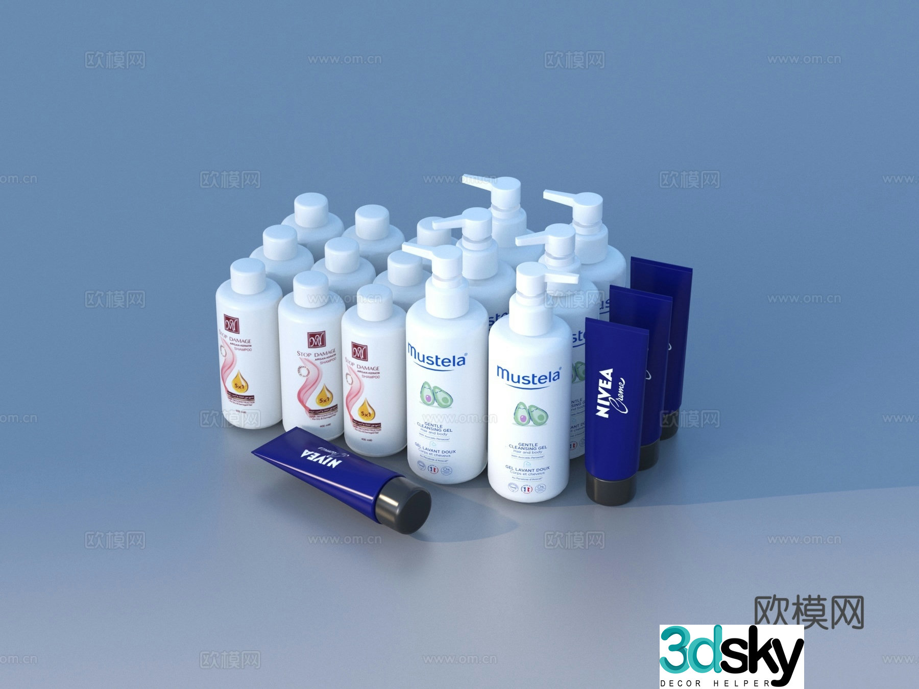 Cosmetics Shampoo Shower Wash Conditioner 3D Model