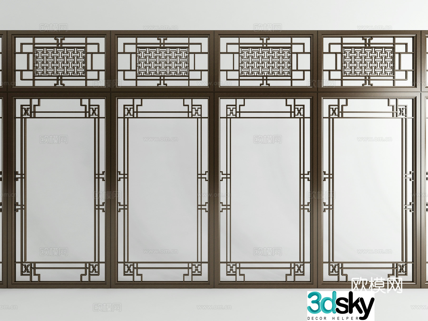New Chinese style lattice window grille wooden window 3d model