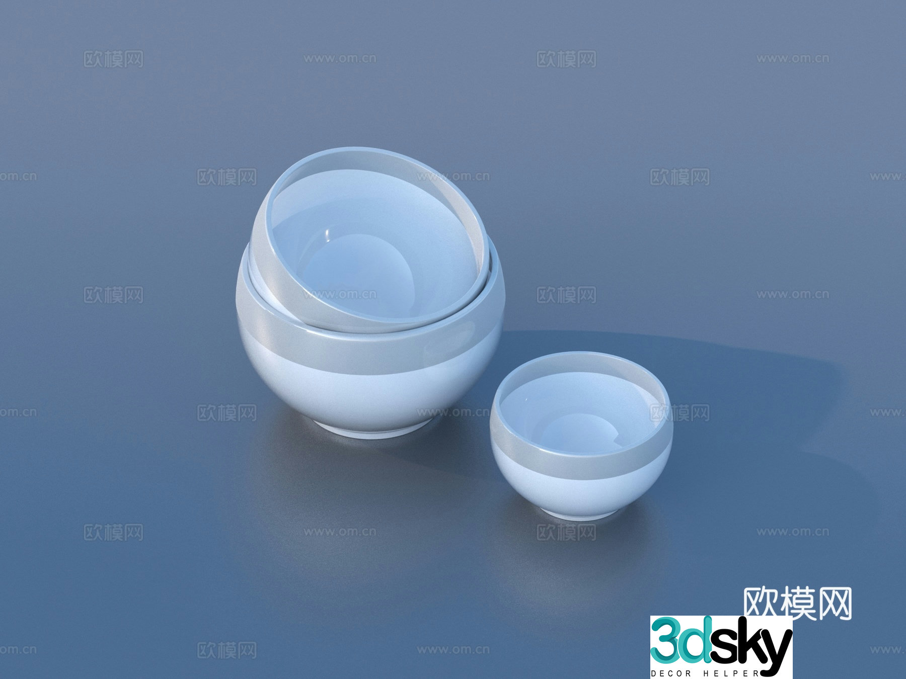 Plate spoon bowl tableware kitchen utensils 3D model