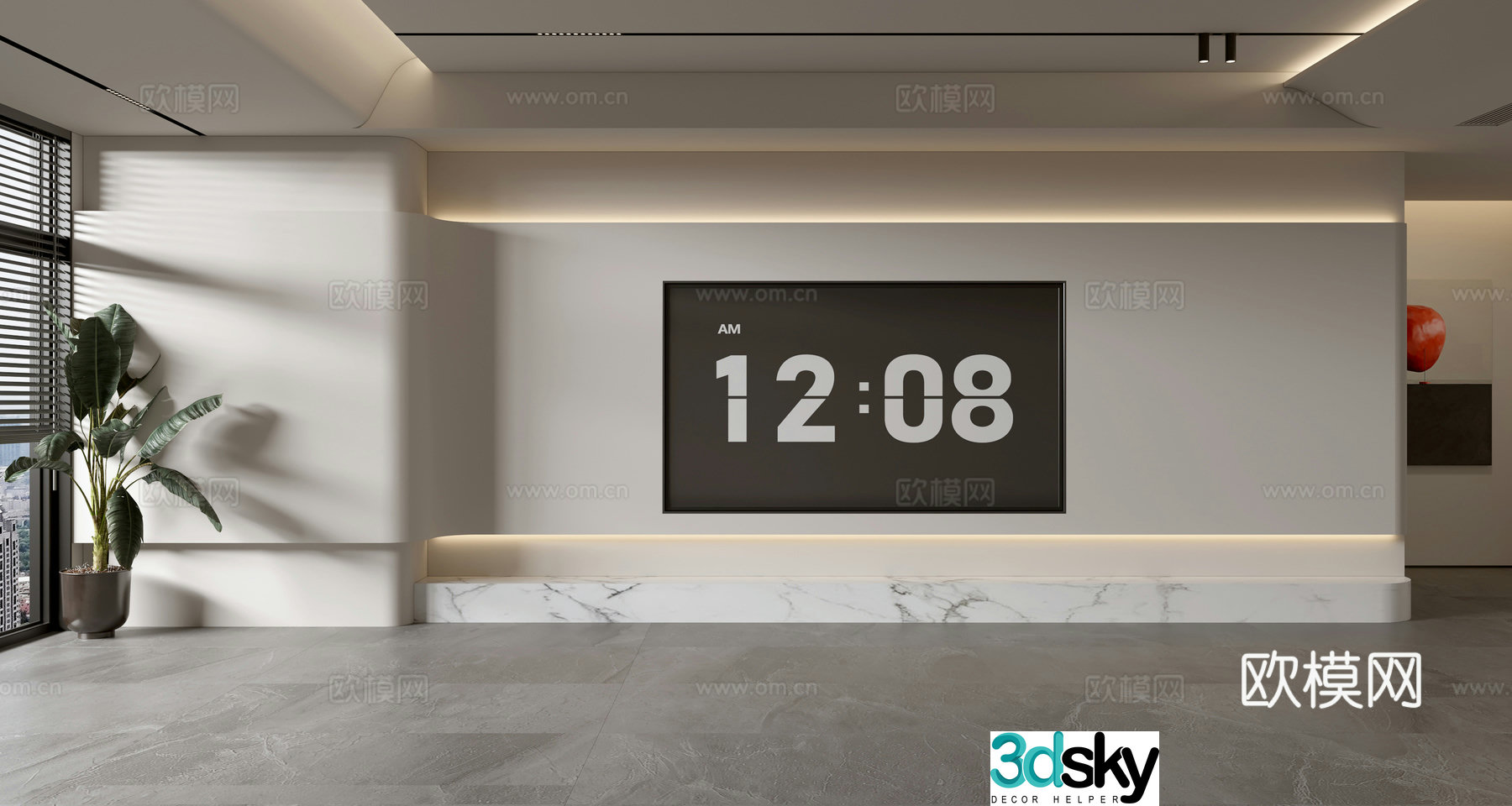 Modern minimalist TV background wall TV set full wall TV cabinet 3D model