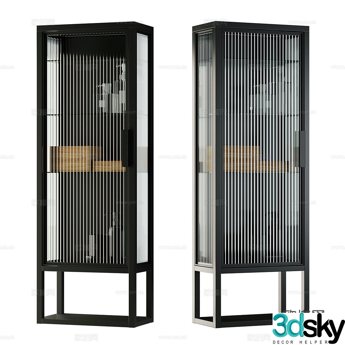 New Chinese style glass wine cabinet 3D model