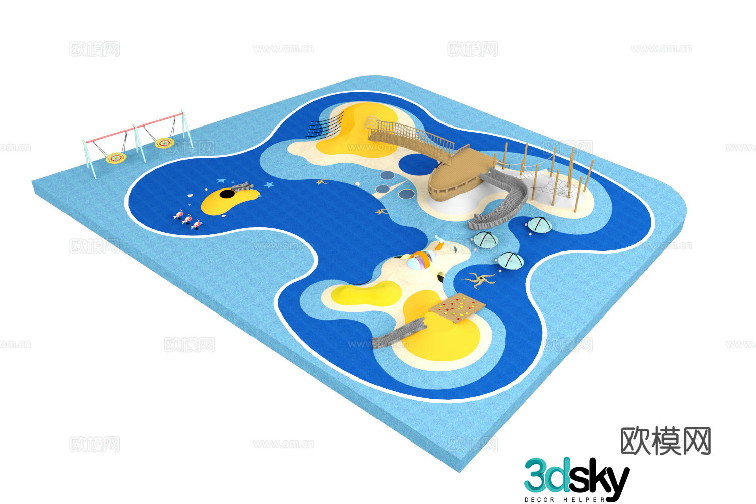 Children’s play facilities Children’s slide Square equipment 3D model