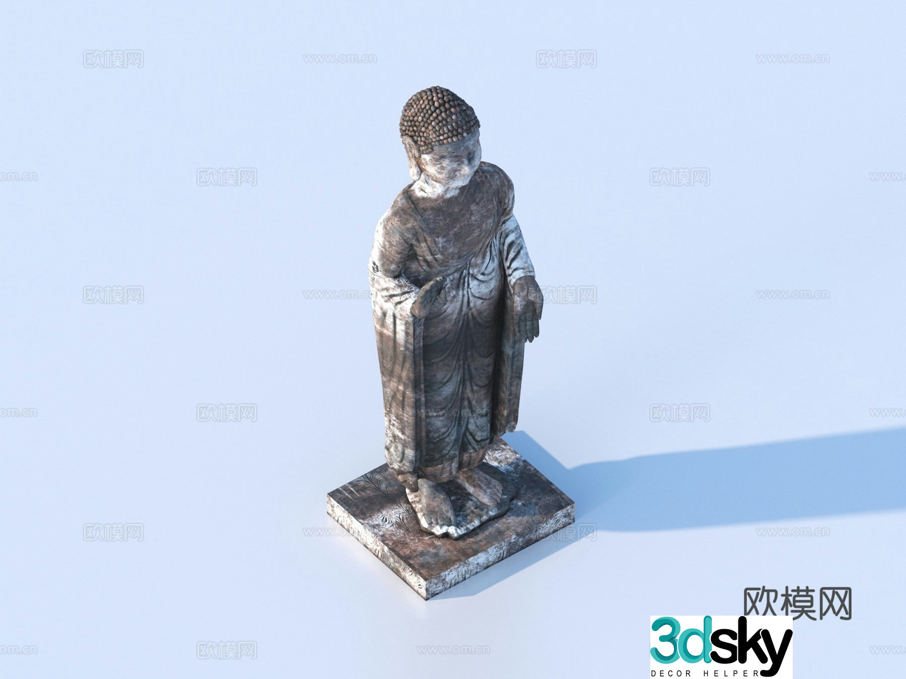 Chinese stone sculpture Buddha statue 3d model