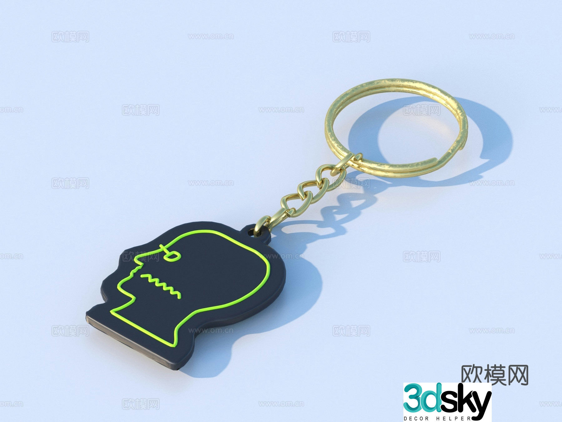 Keychain Button Lock Metal buckle 3d model