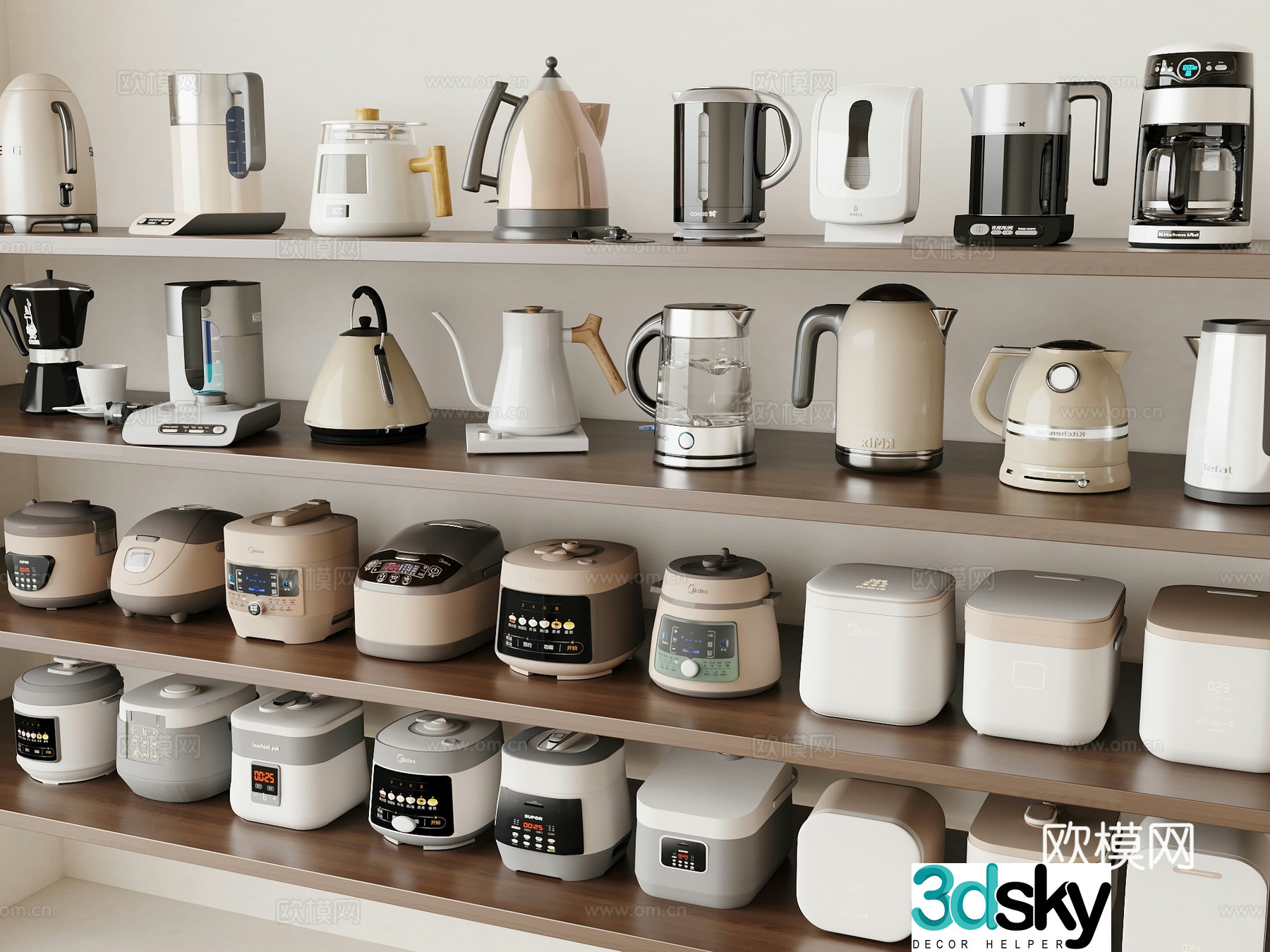 Modern rice cooker electric kettle 3D model