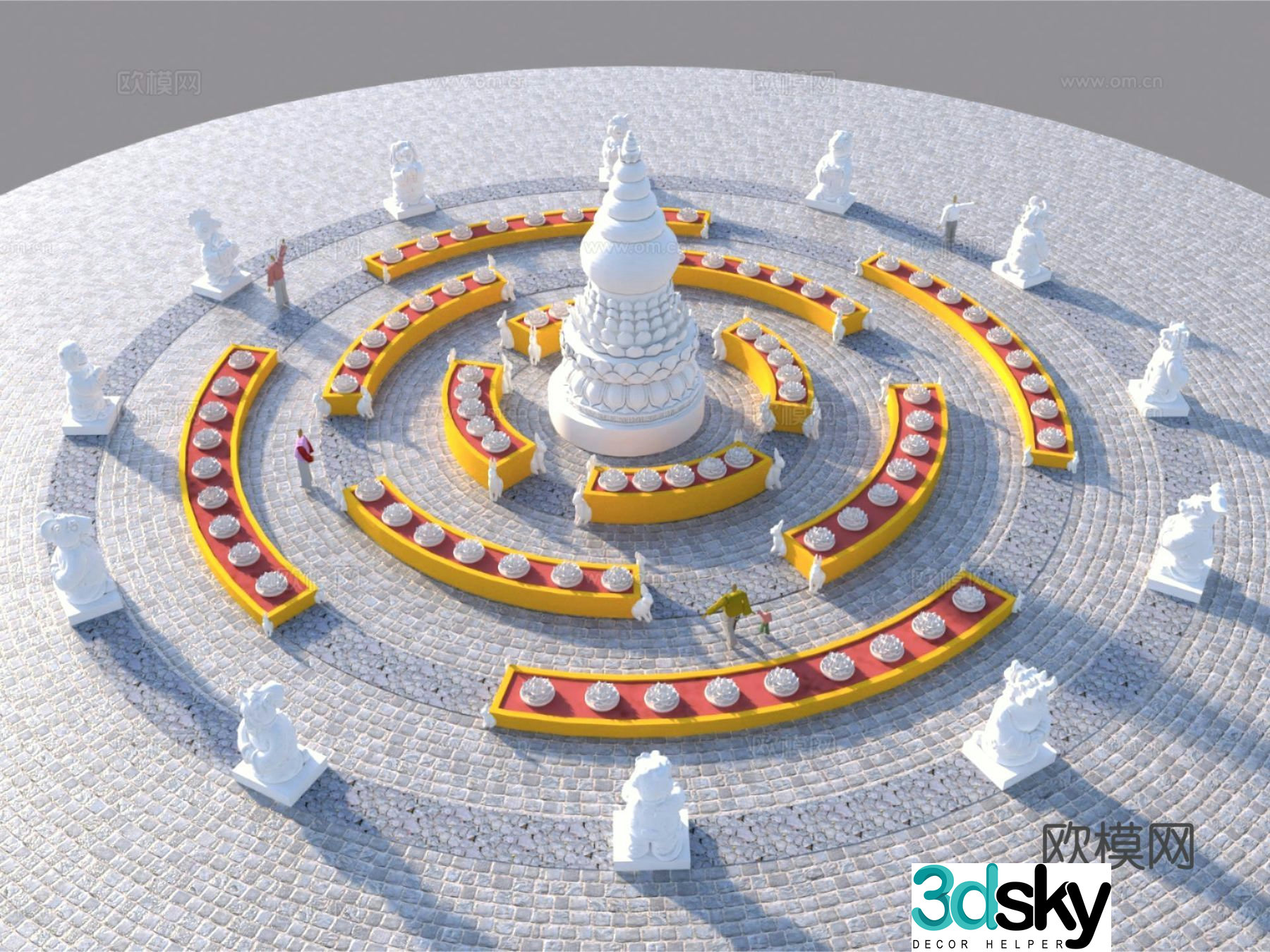 Zen Medieval Religious Sketch Xiaocheng Buddhist Square Sculpture 3D Model