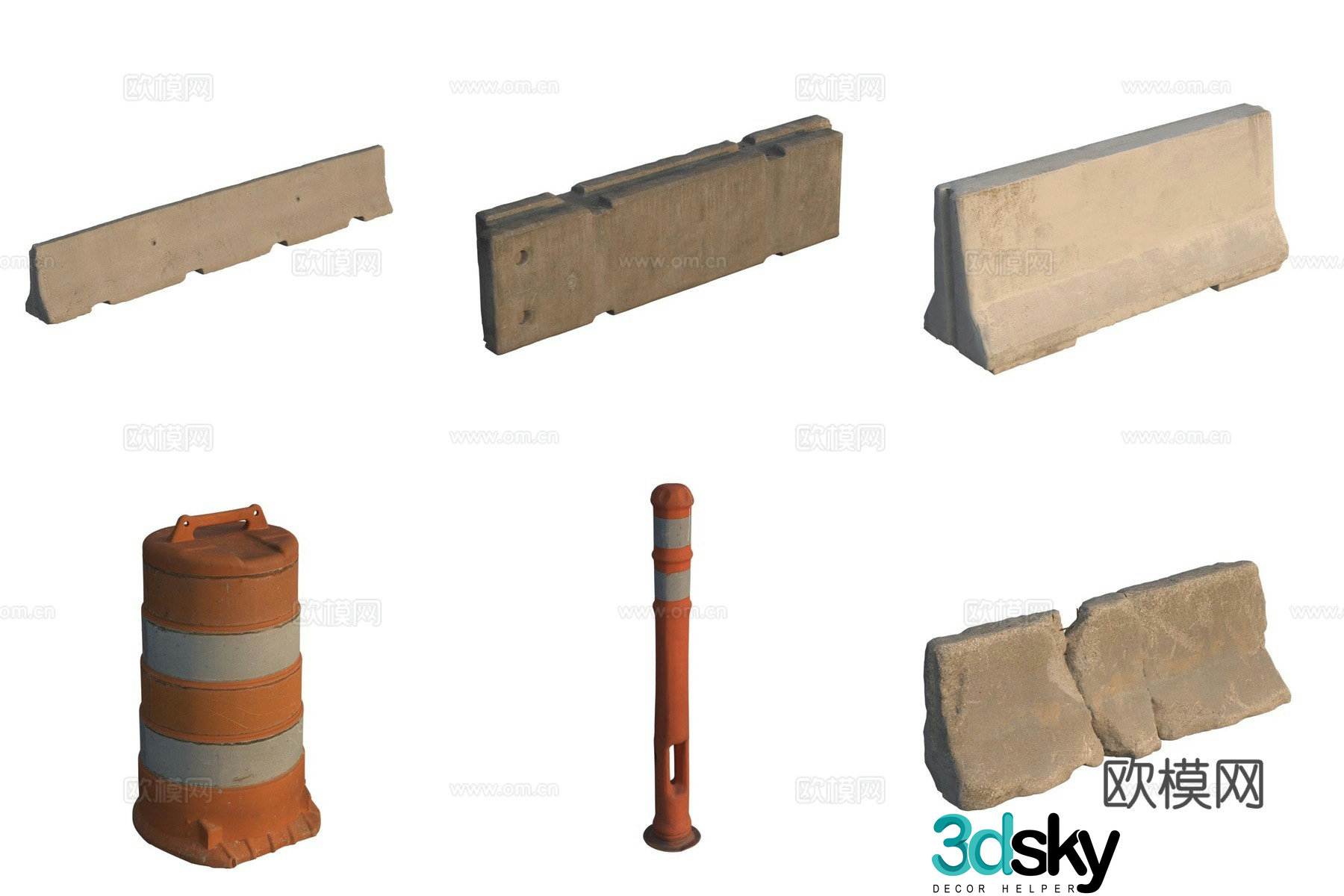 Road pier guardrail road barrier curb 3d model