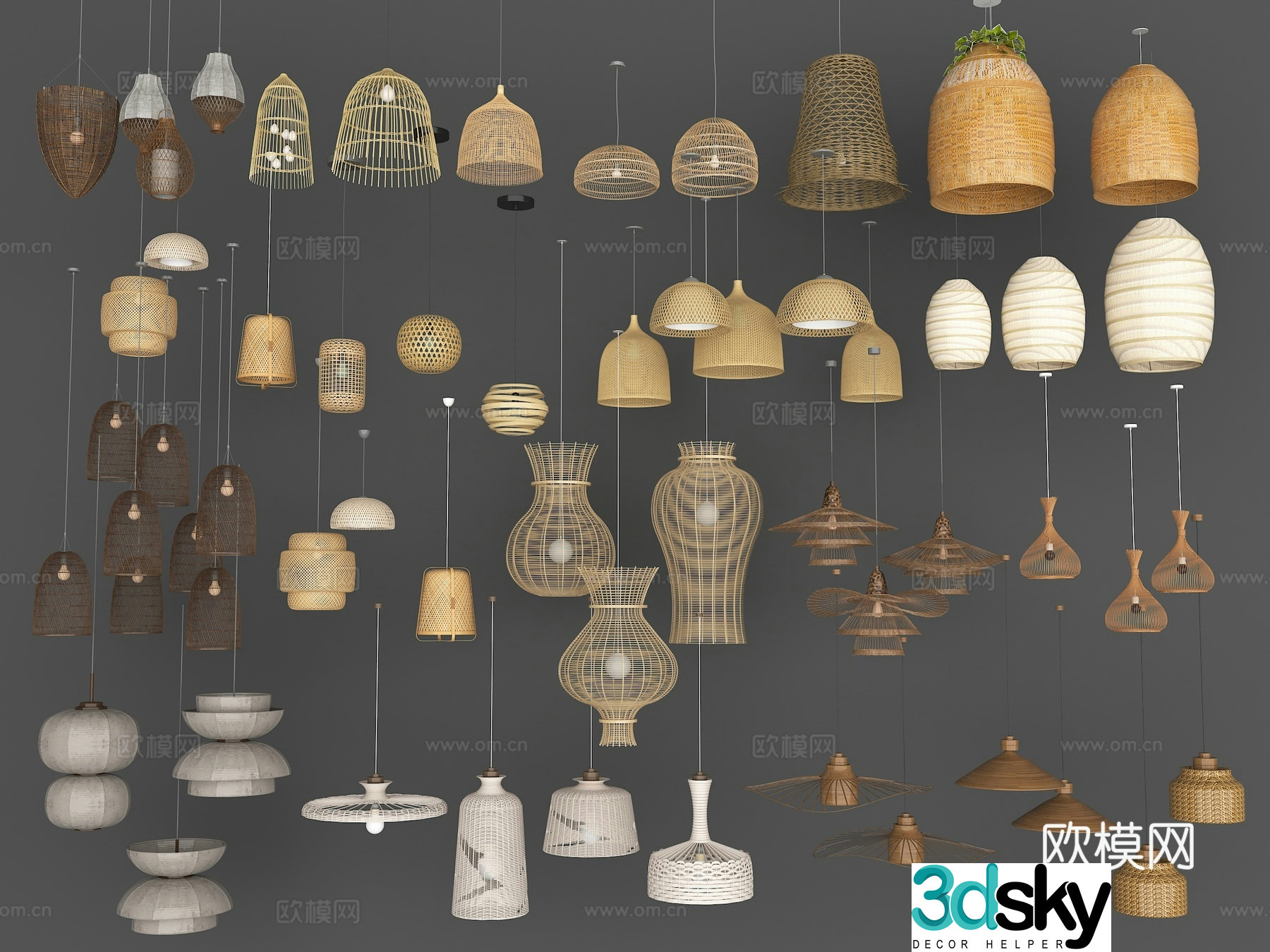 Wabi-sabi bamboo lamp bamboo chandelier bamboo lamp bamboo lamp 3d model