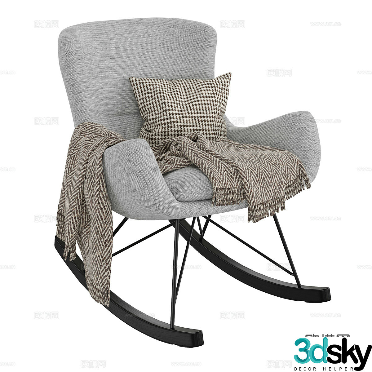 New Chinese style leisure chair rocking chair 3d model