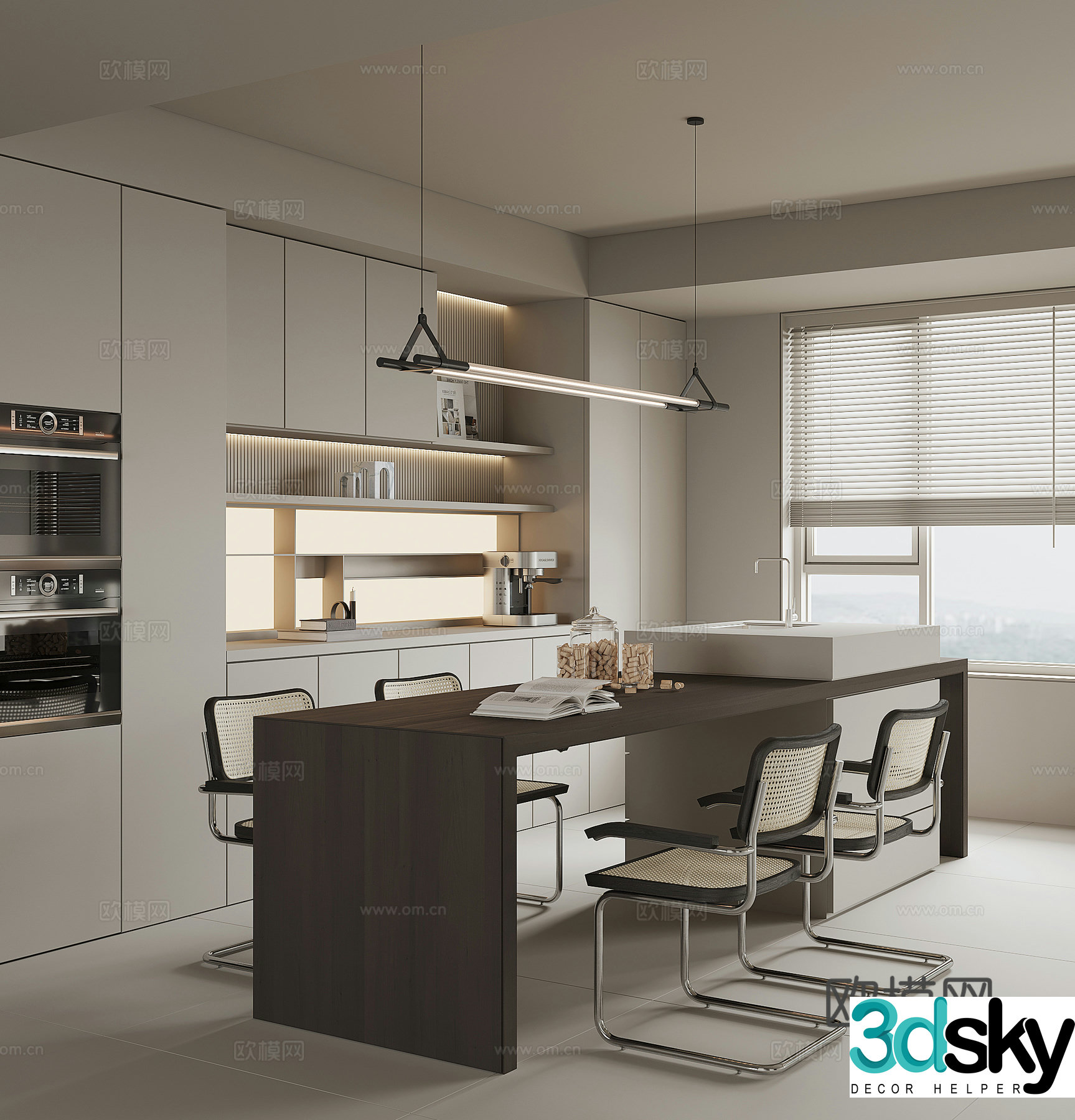 Modern island restaurant 3d model