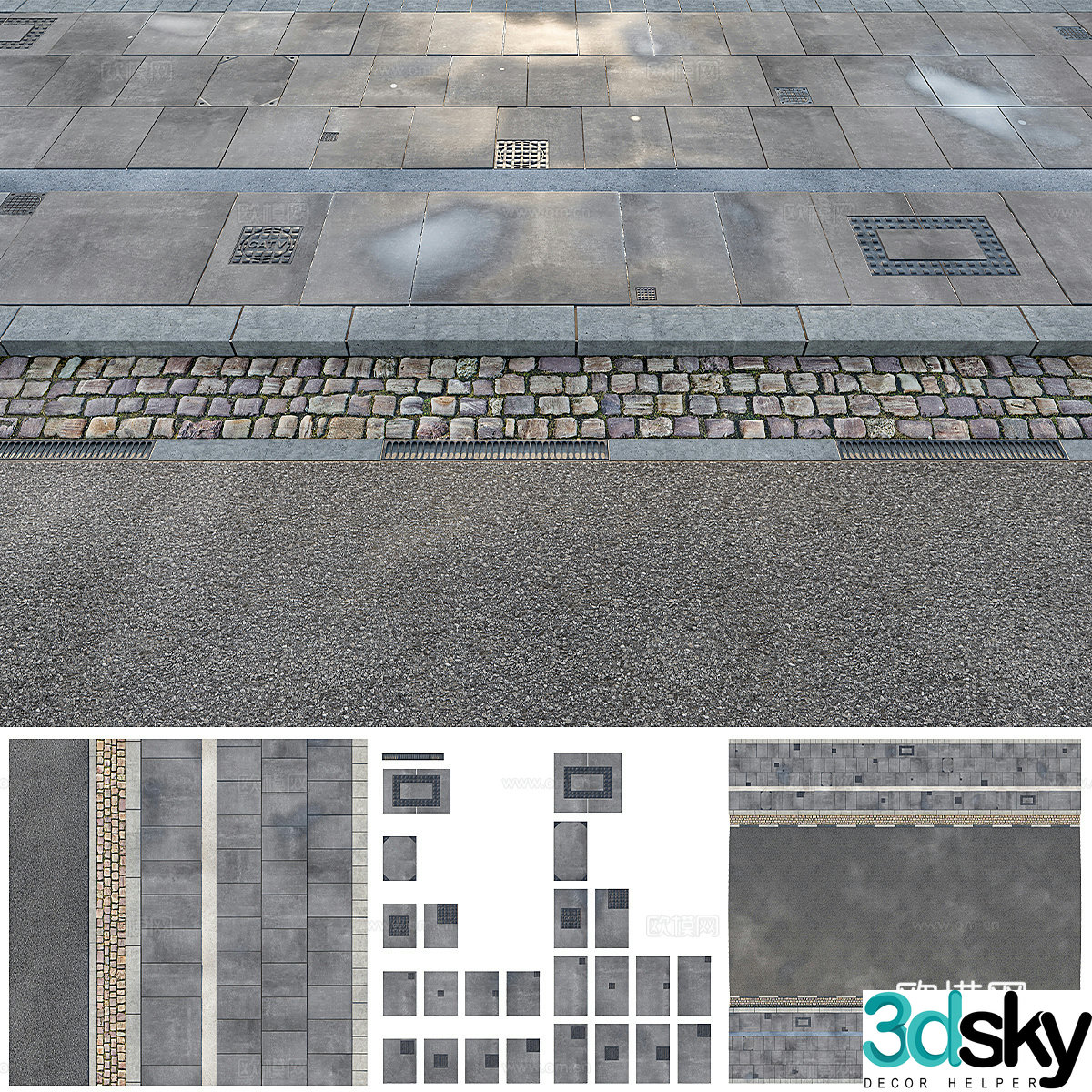 Outdoor tiles paving pavement 3d model