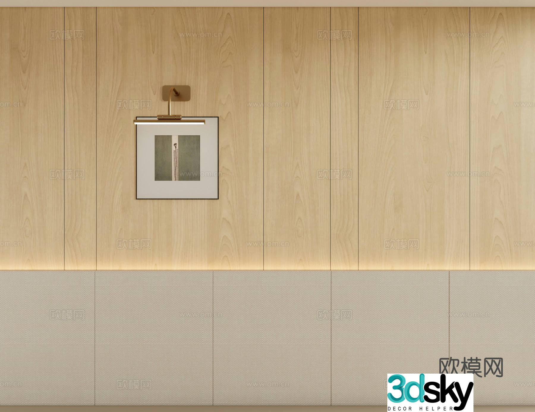 Log wind bedside background wall 3d model