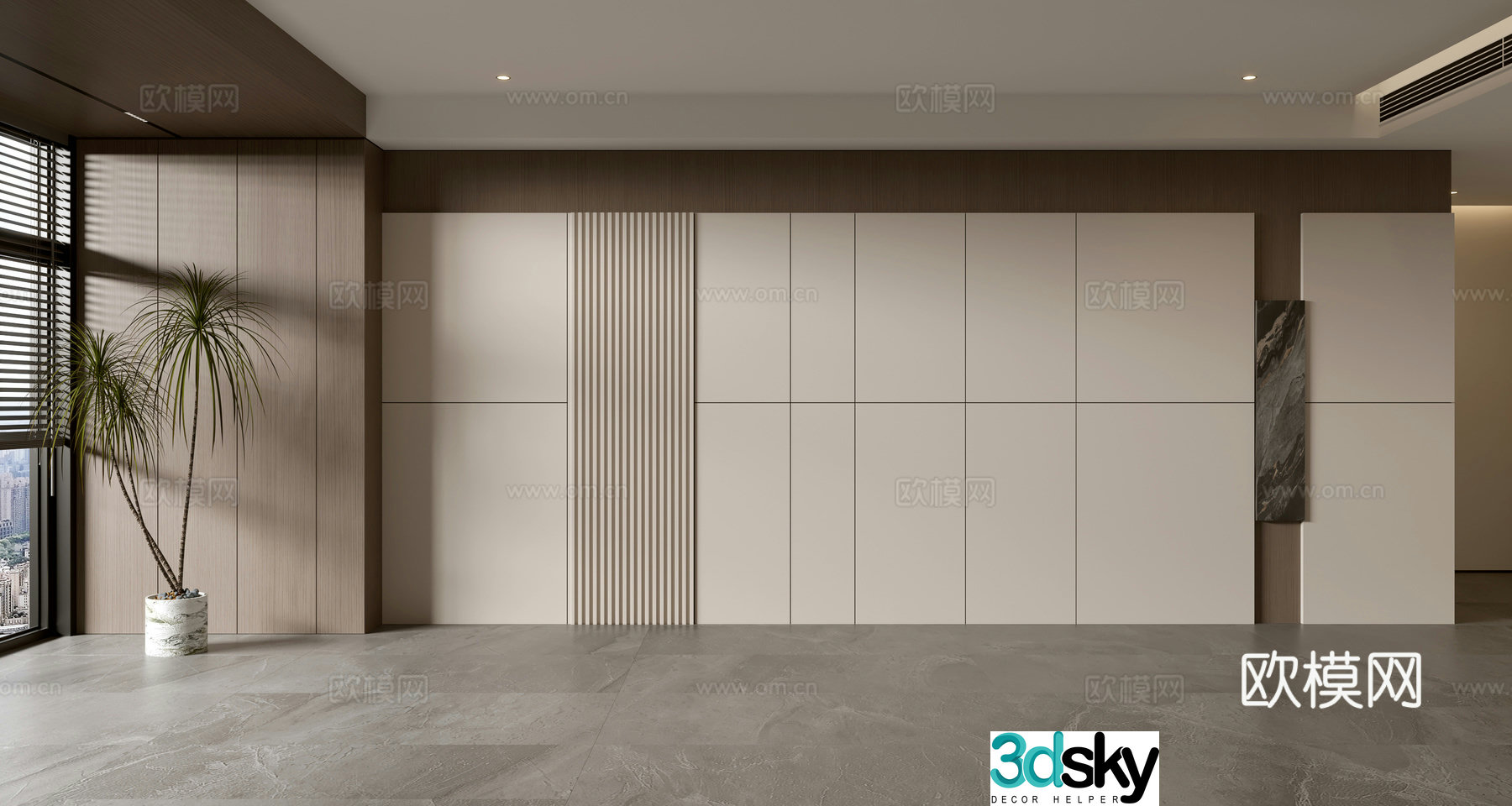 Modern sofa background wall 3d model