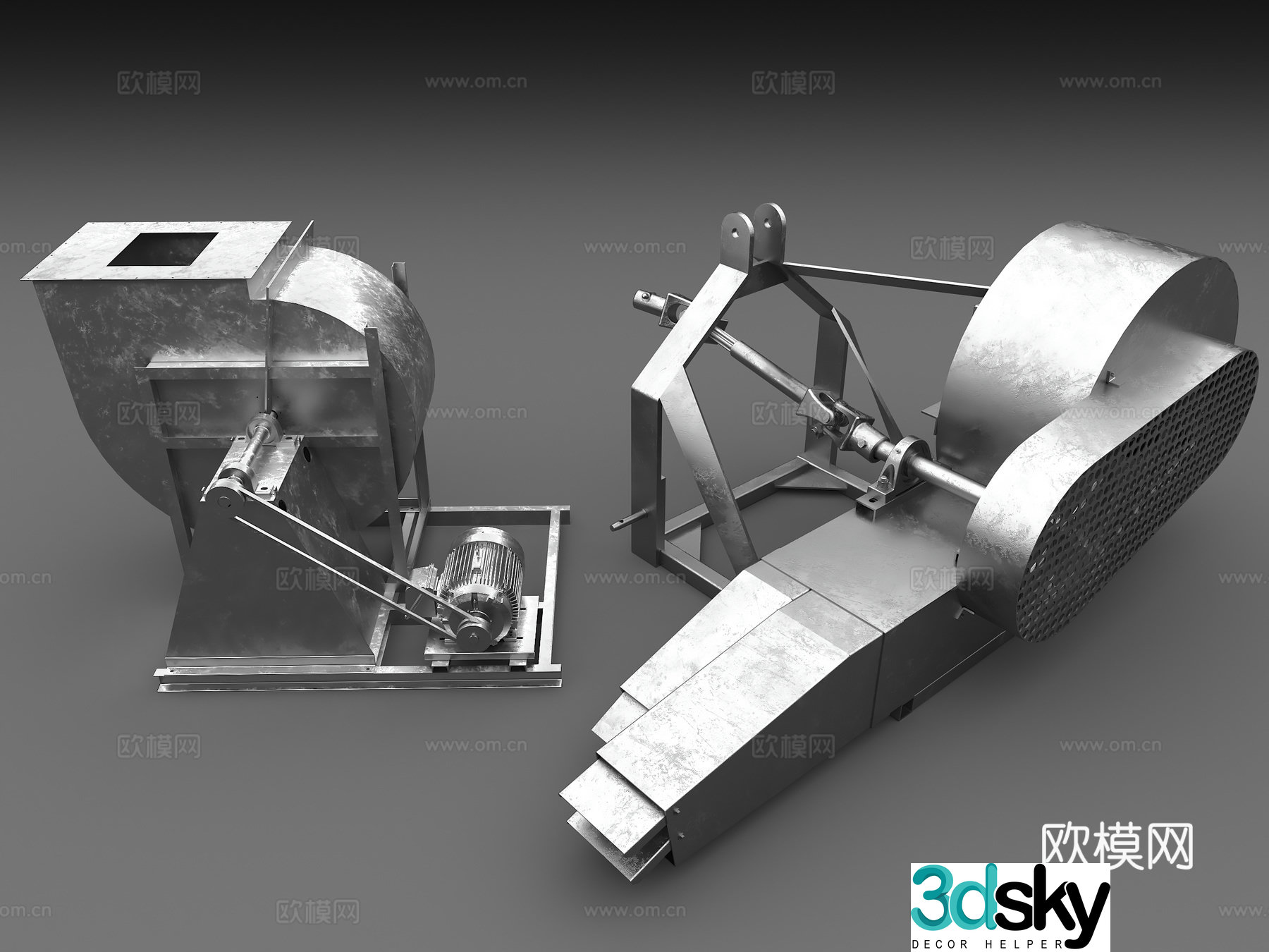Industrial blower Motor Industrial fan Metal fan 3D model