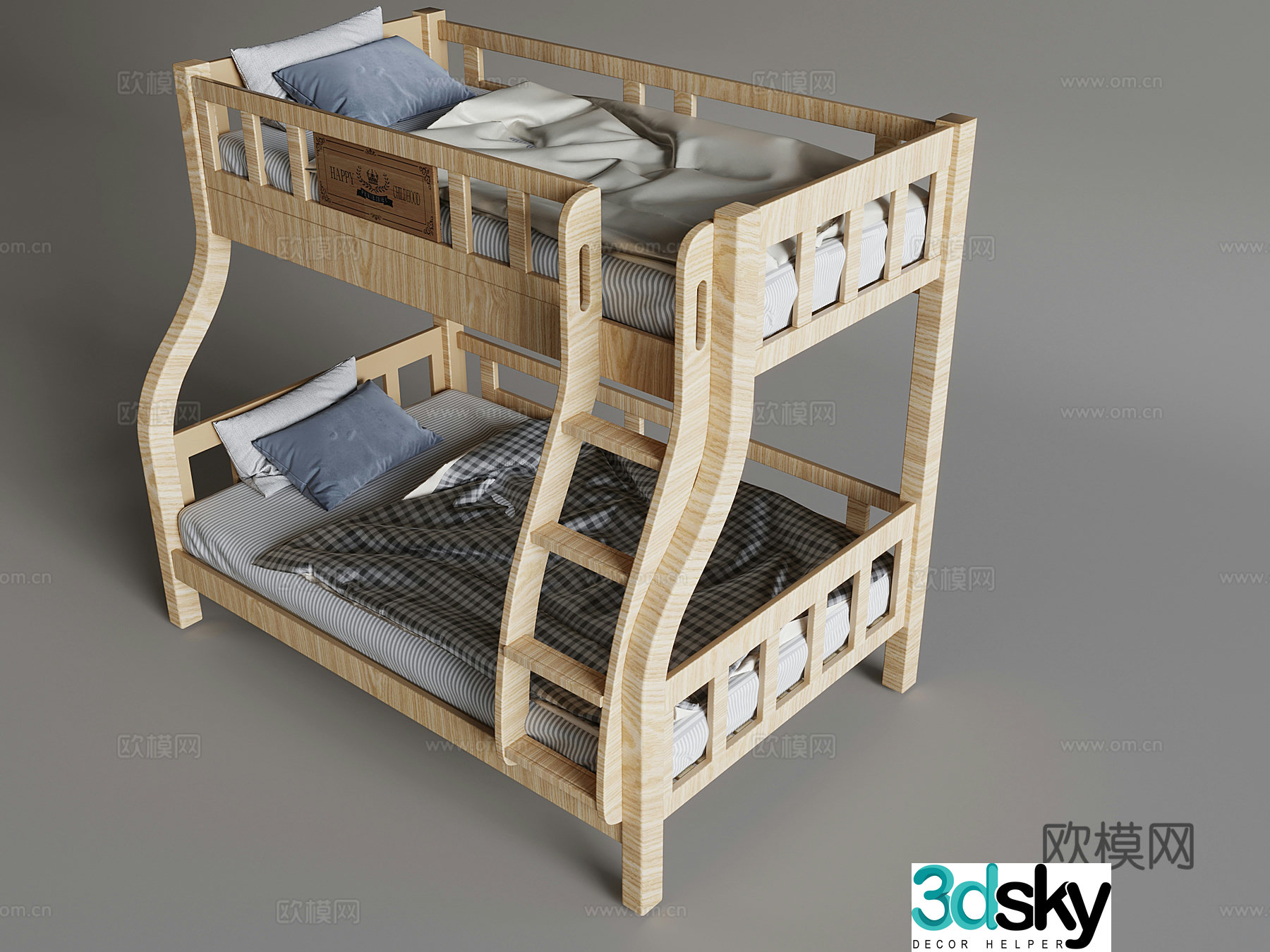 Rice Wind Wind upper and lower bed children’s height double -layer bed 3D model