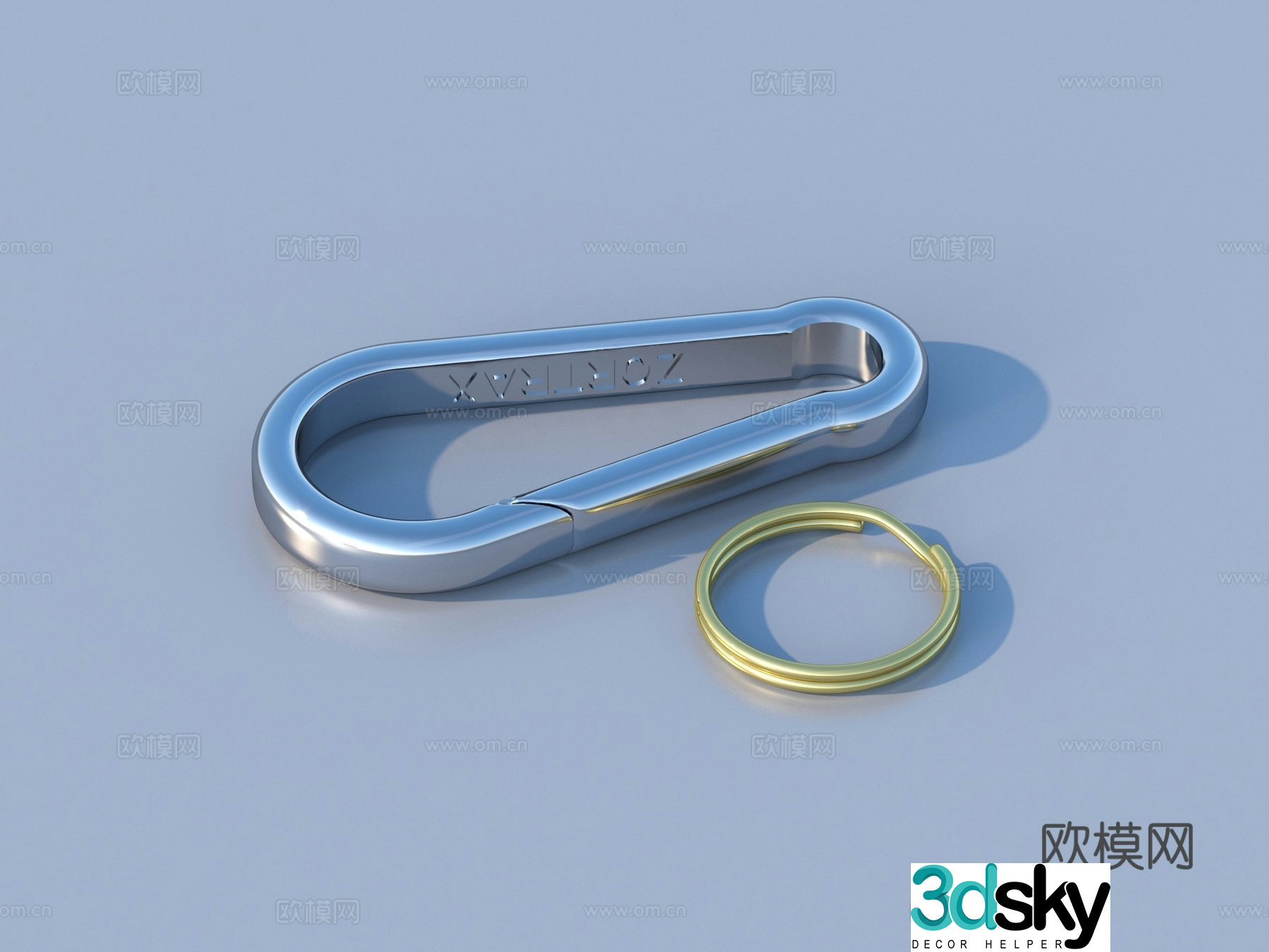 Keychain Button Lock Metal buckle 3d model