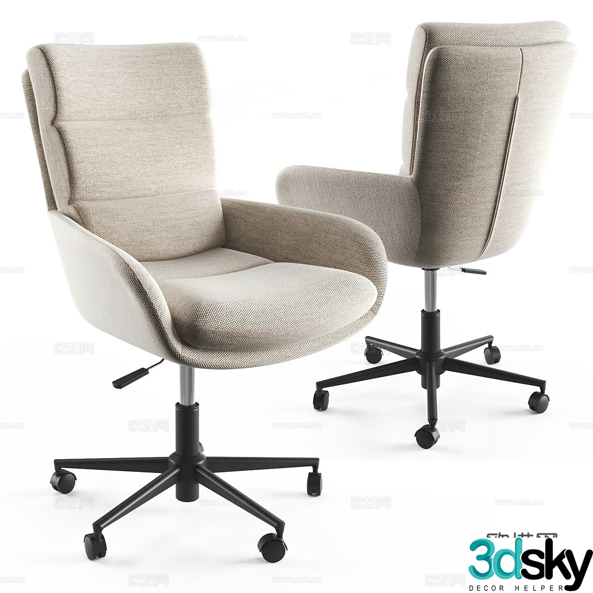 New Chinese style office chair book chair staff chair 3D model