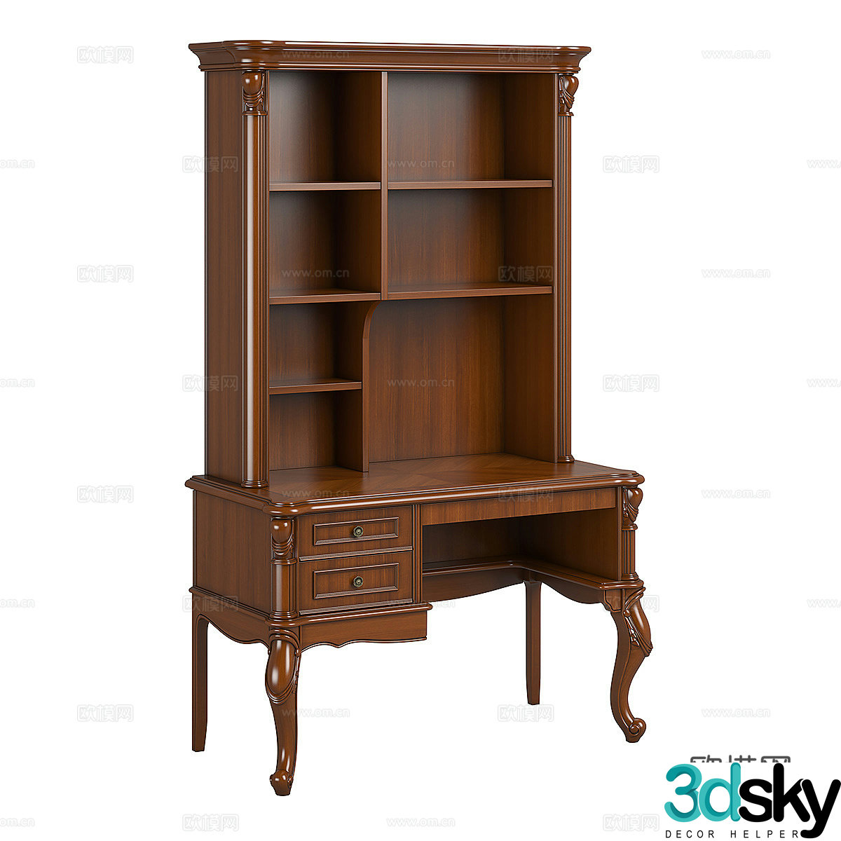 American solid wood desk 3D model