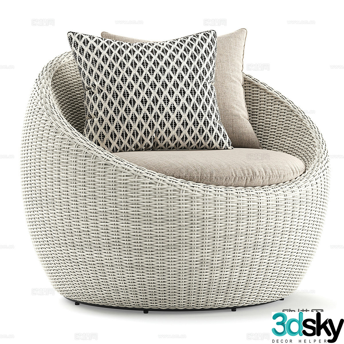 Modern outdoor sofa rattan sofa 3d model
