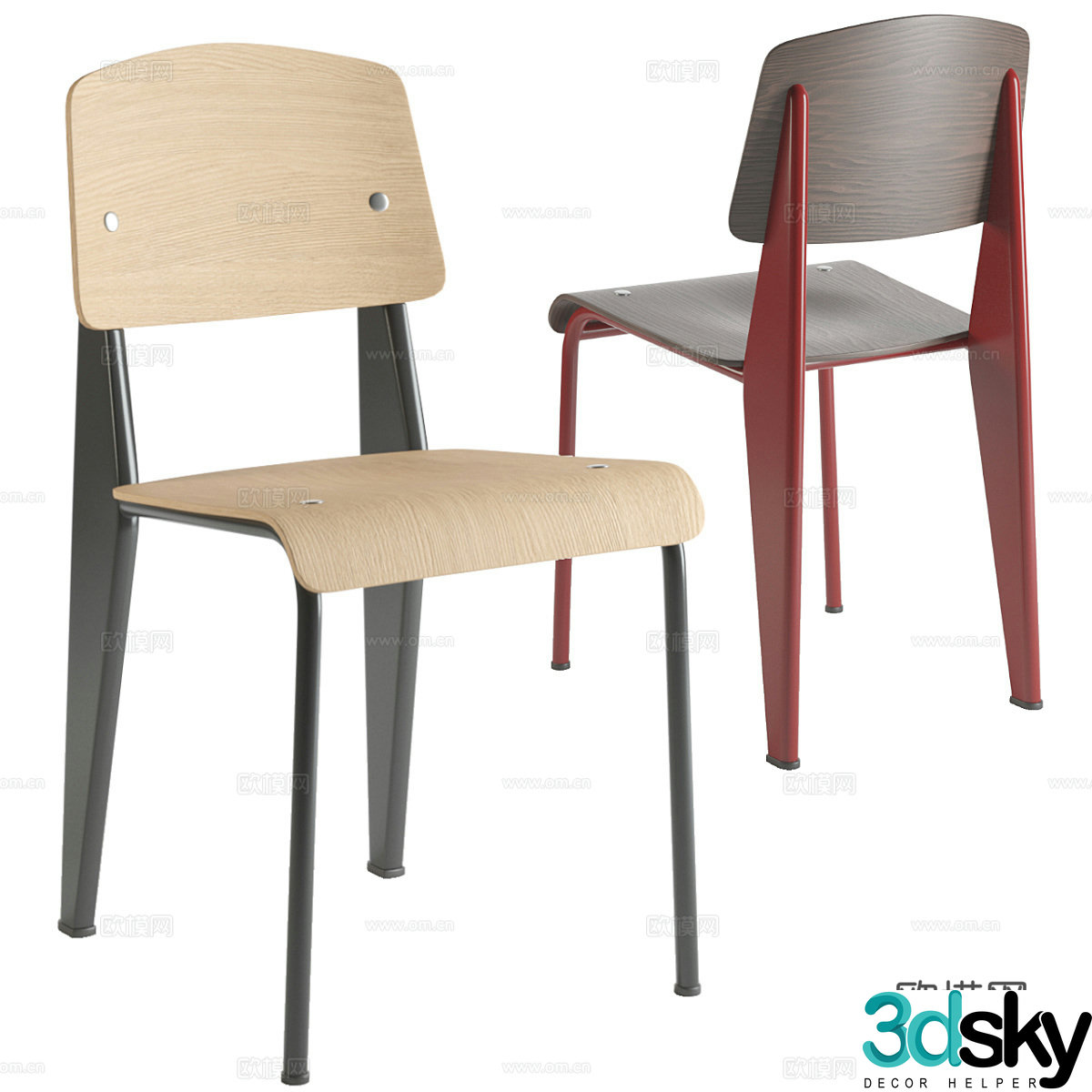 Modern single chair dining chair book chair chair 3D model