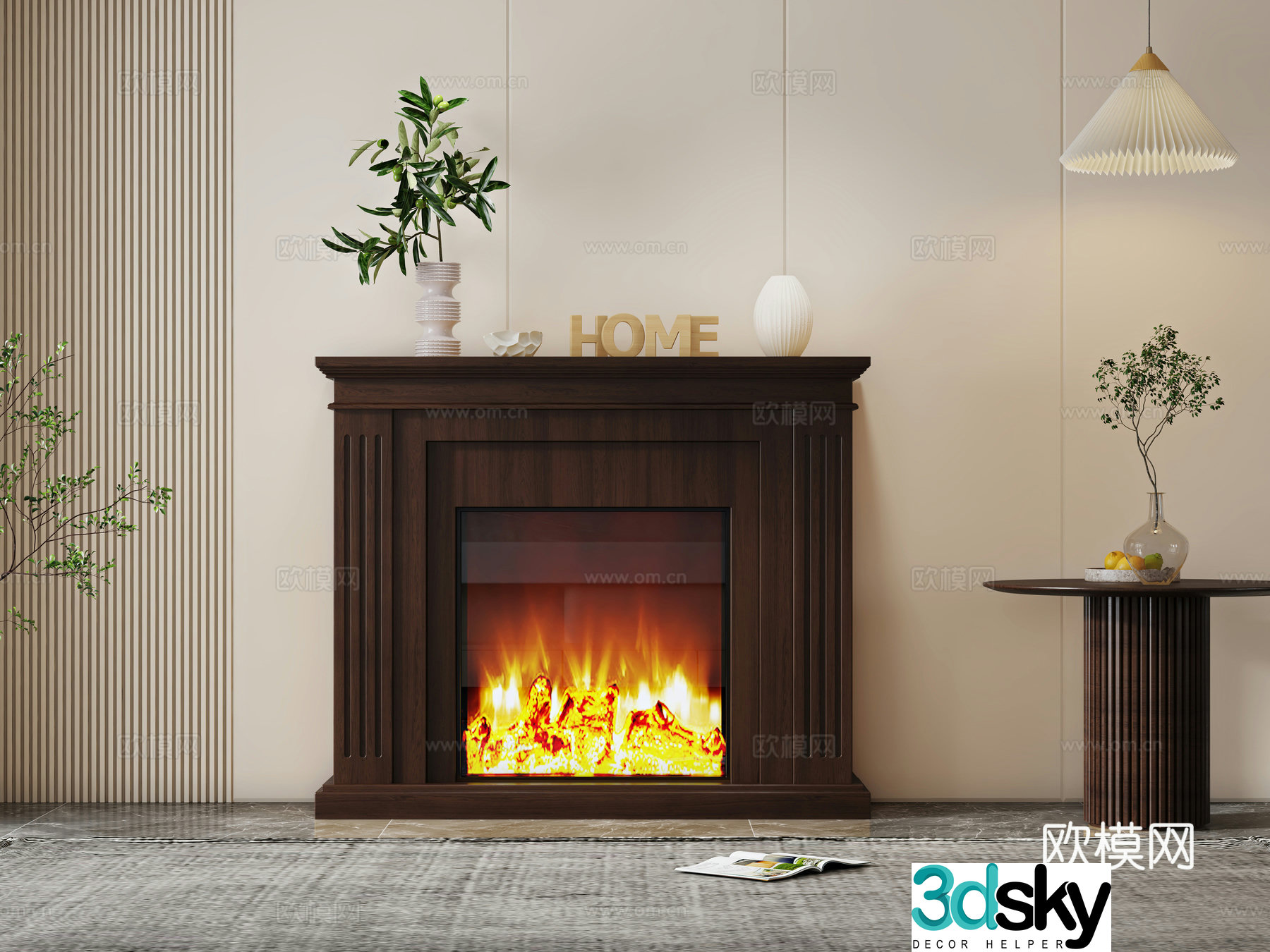 American fireplace 3d model