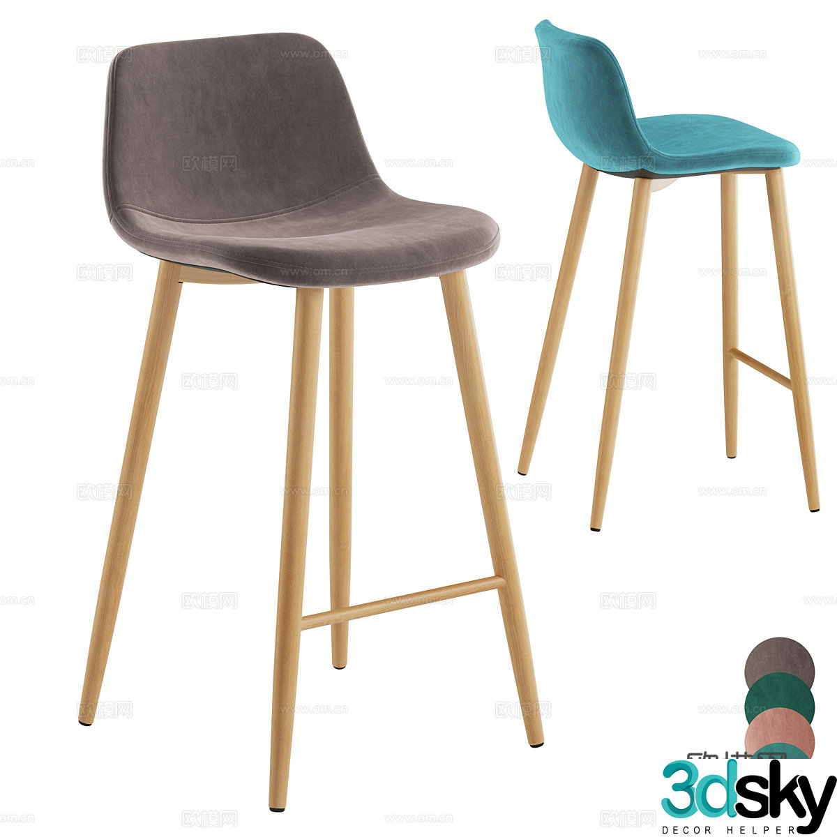 New Chinese bar stool bar stool 3d model