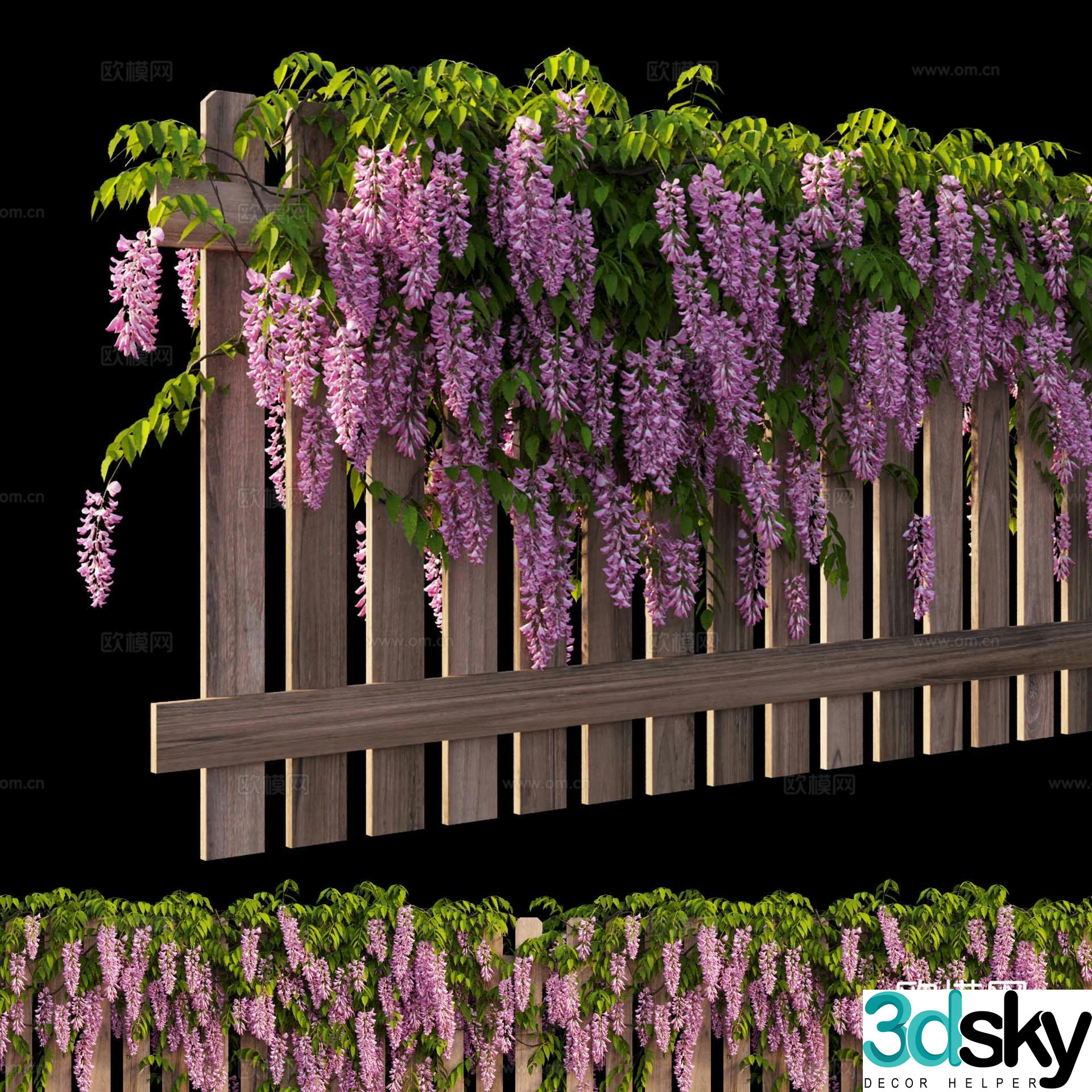 Modern plant wall Wisteria flower railing Guardrail 3d model