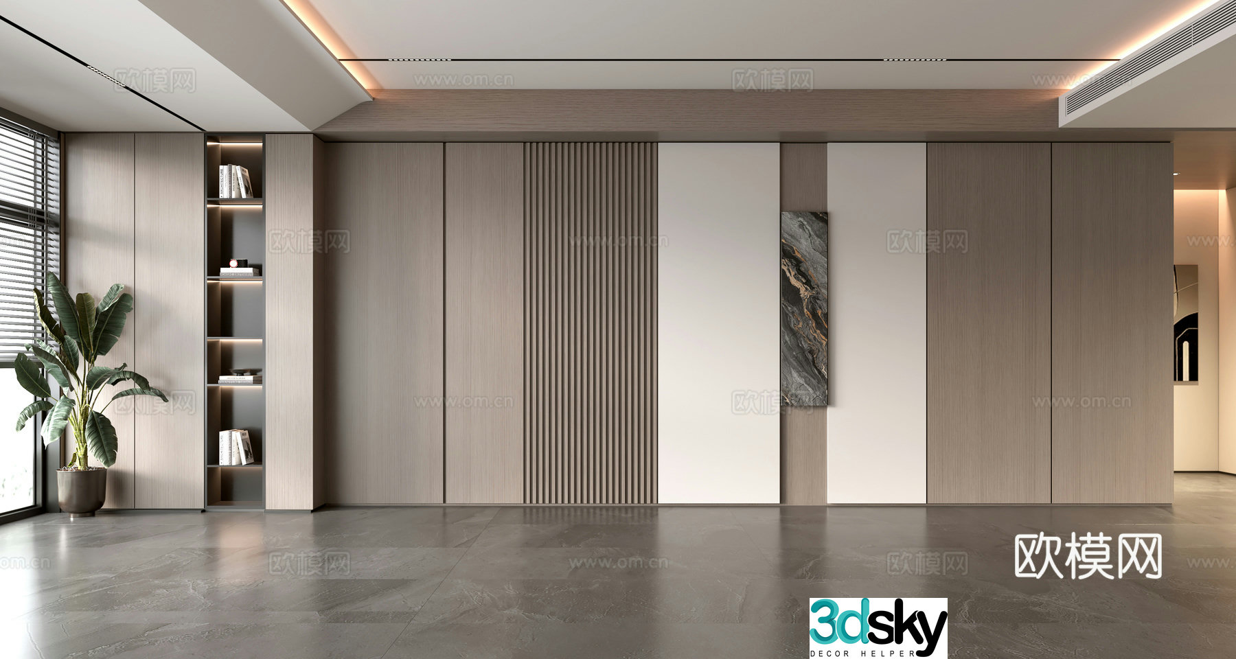 Modern sofa background wall 3d model