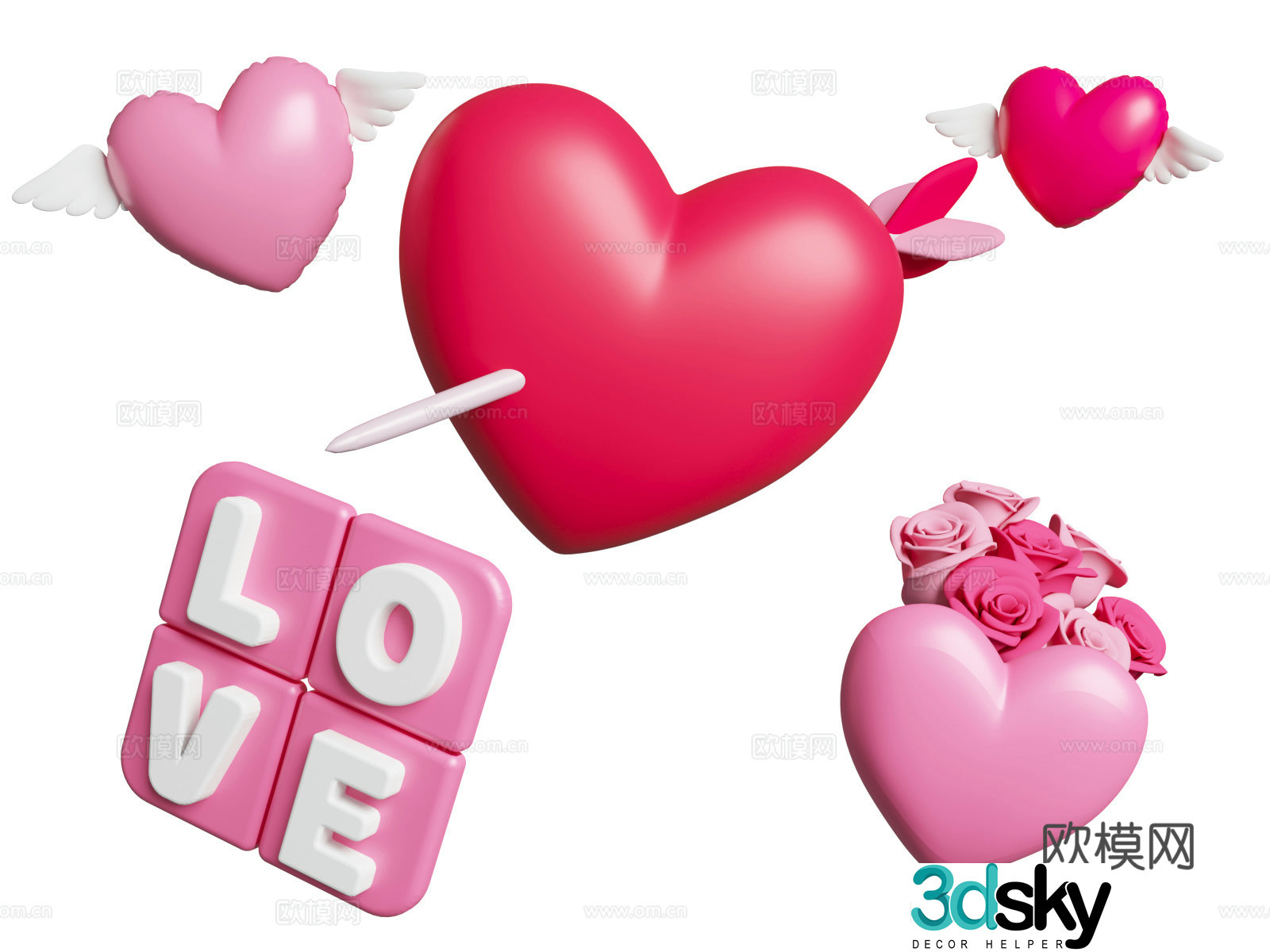 Valentine’s Day scene cartoon love beauty 3d model