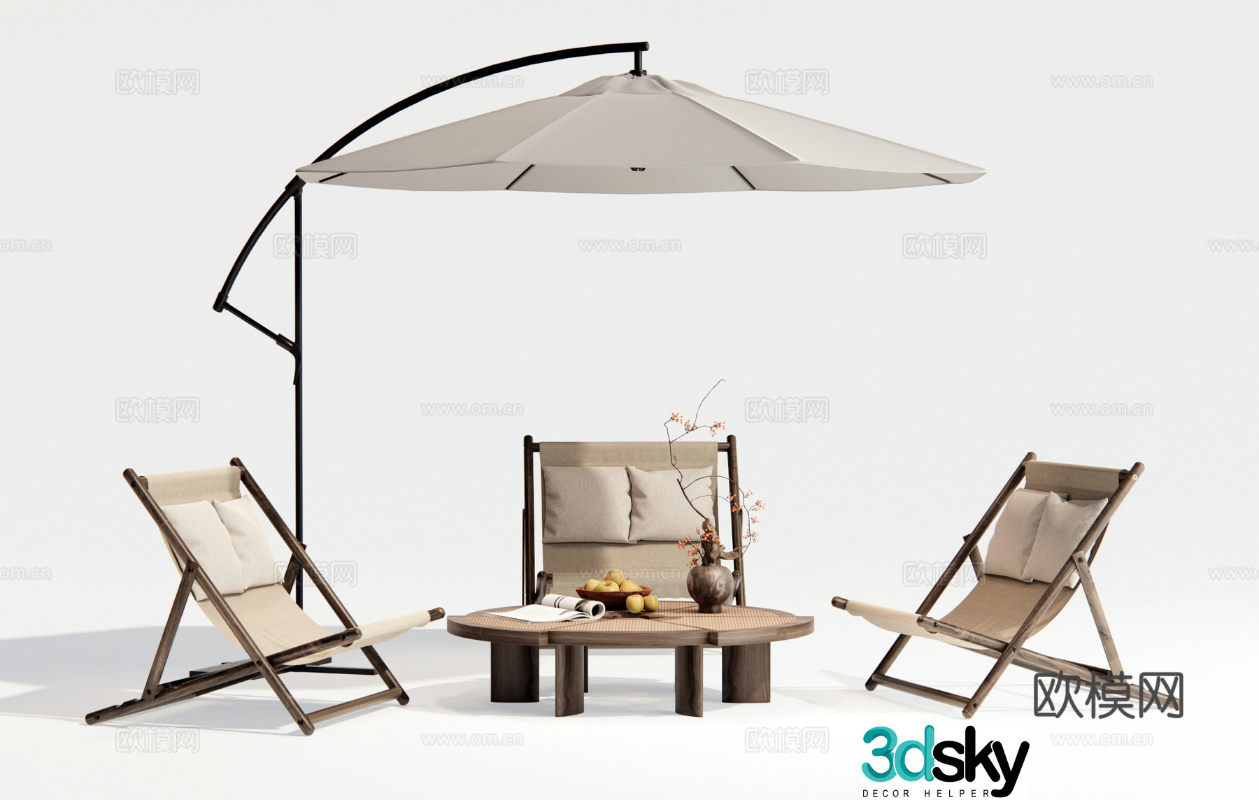 Modern outdoor table and chairs reclining chairs outdoor chairs folding chairs 3d model