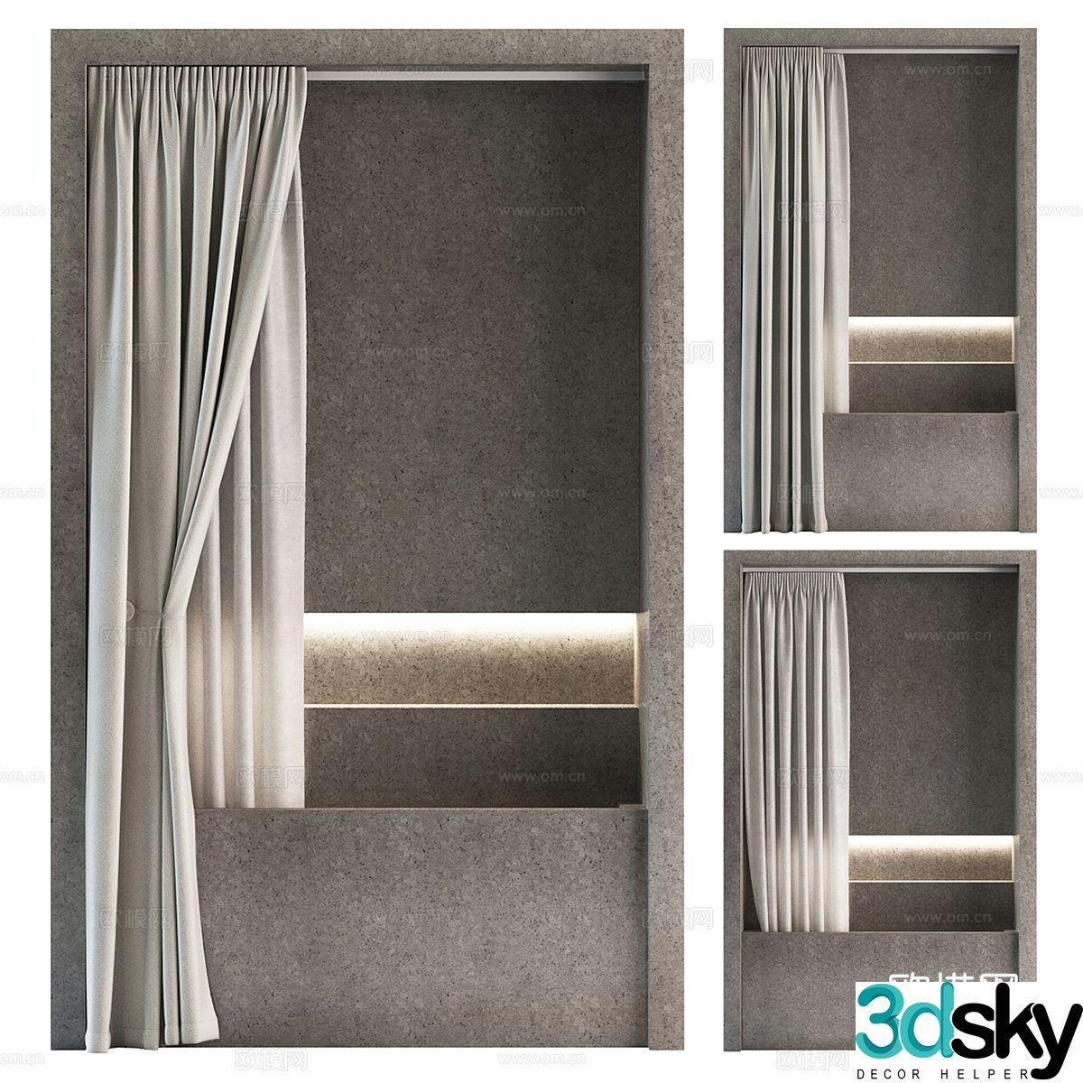 New Chinese shower curtain door curtain 3D model