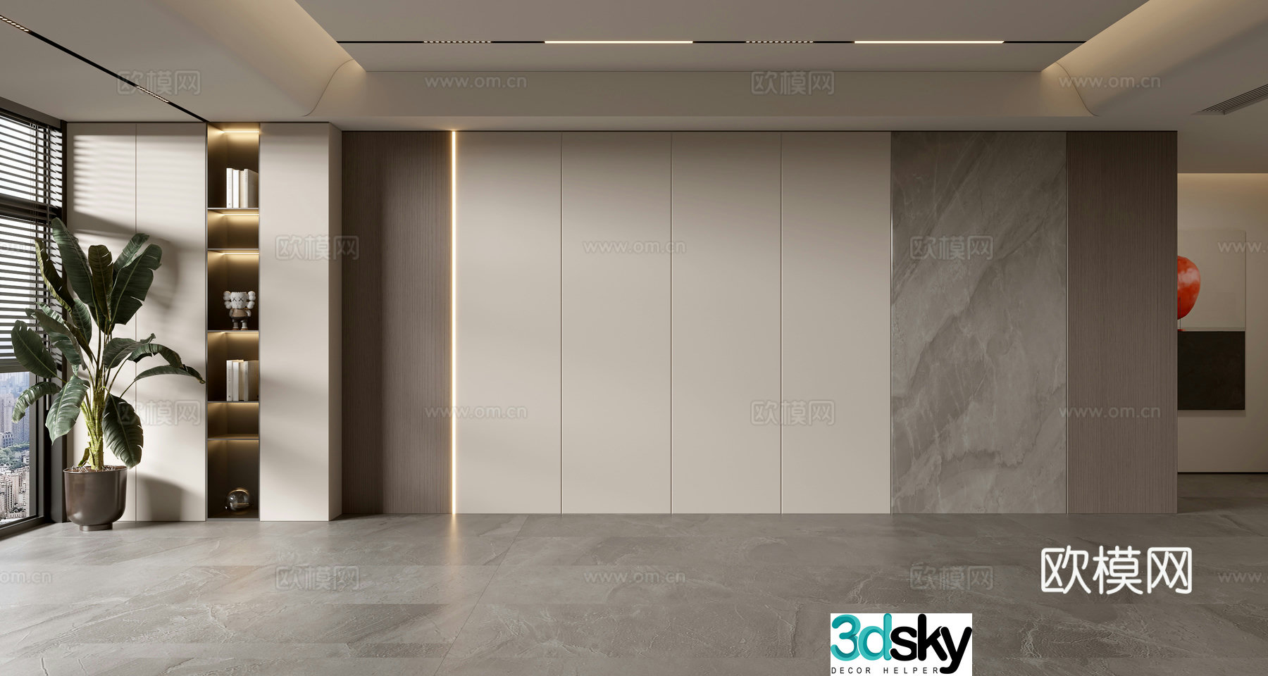 Modern sofa background wall 3d model