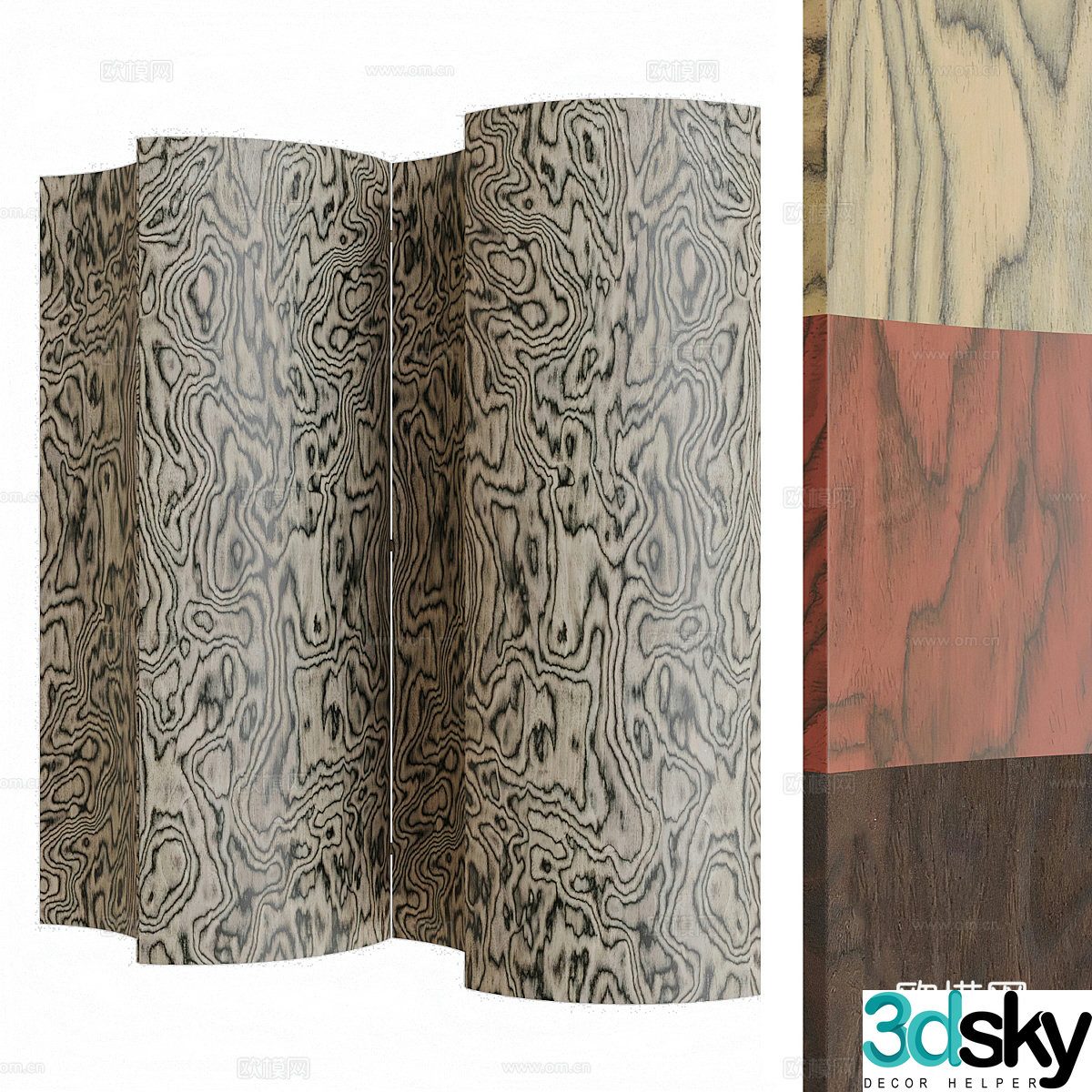 New Chinese -style wooden decorative wall board 3D model