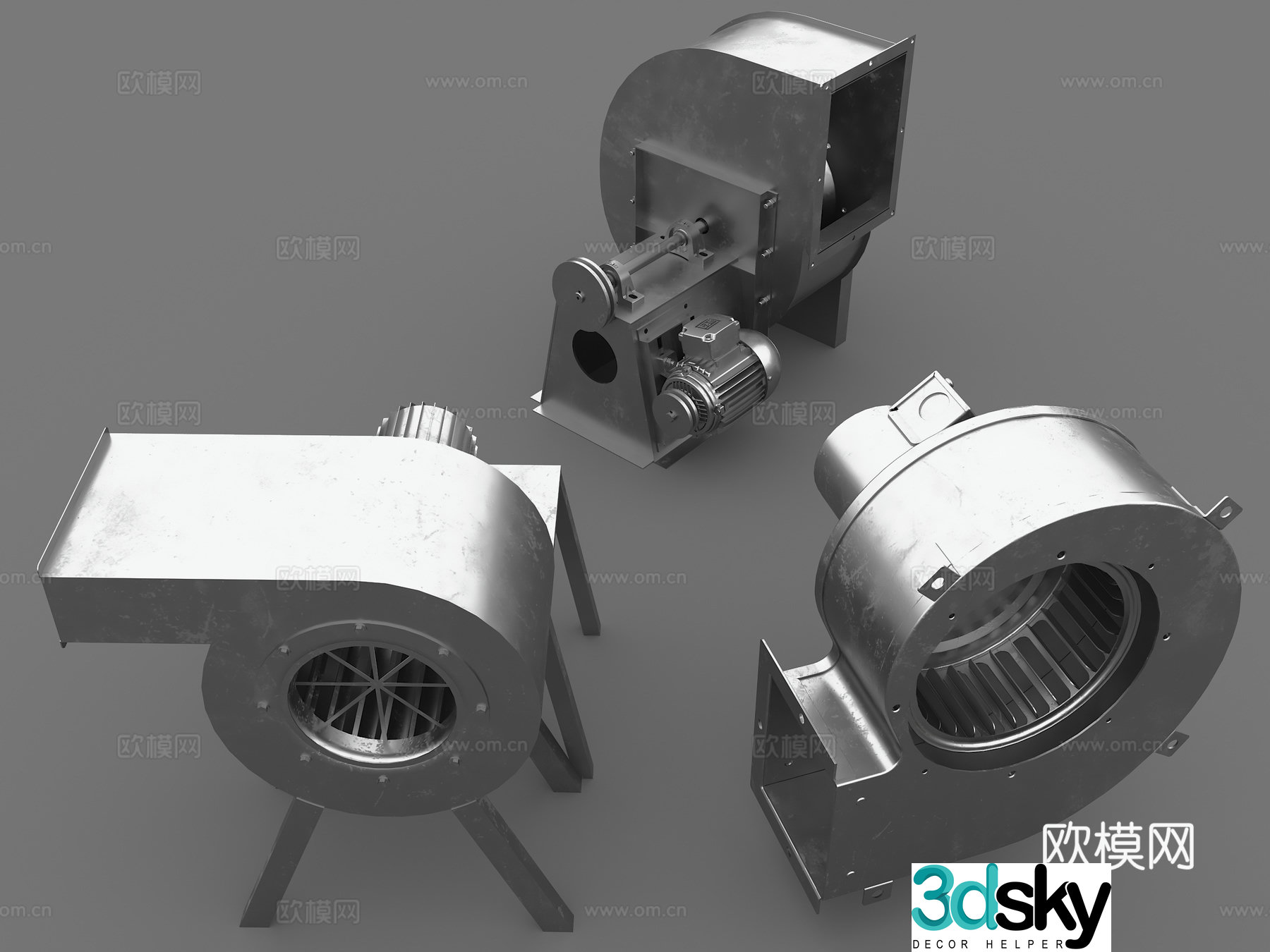 Industrial blower Motor Industrial fan Metal fan 3D model
