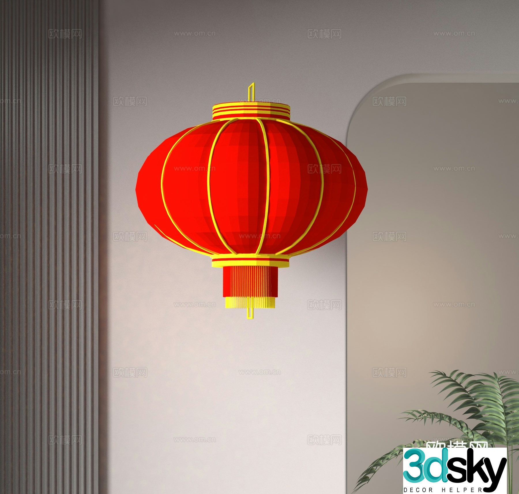Chinese red lantern 3d model
