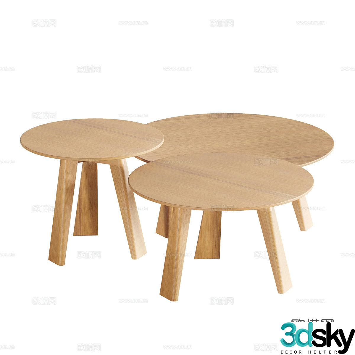 Nordic round coffee table wooden coffee table 3d model