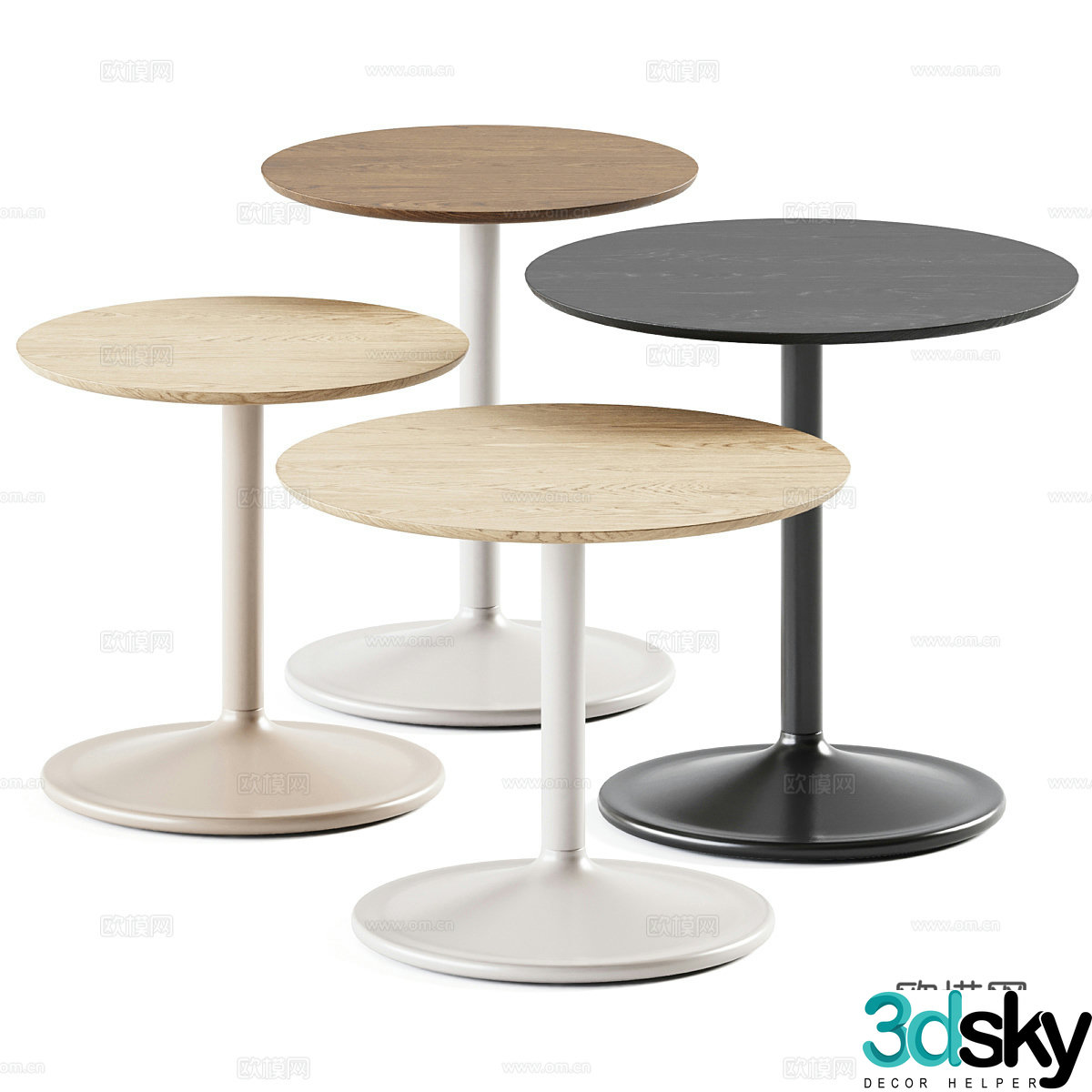 Modern round table side table angle table 3D model