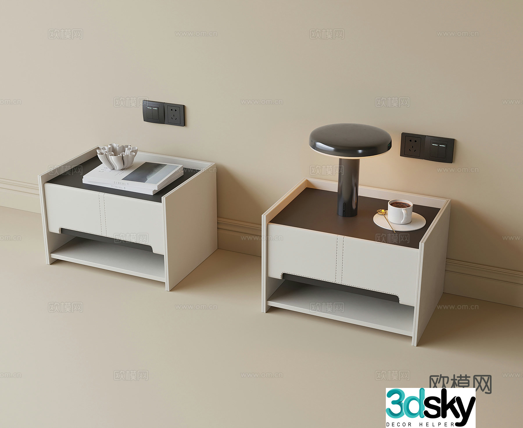 Modern bedside counters lamp 3D model