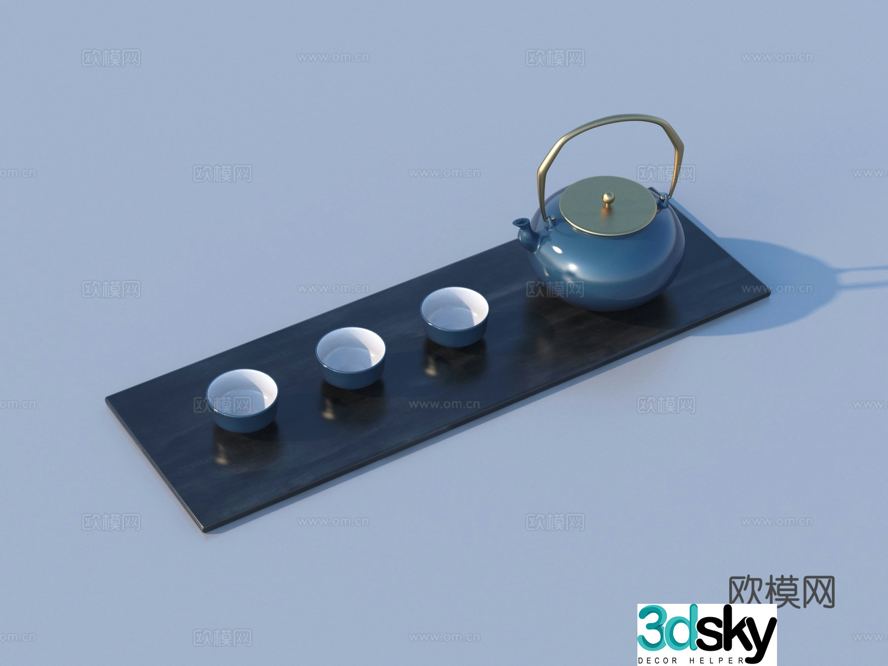 Tea set tea cup teapot tray 3d model